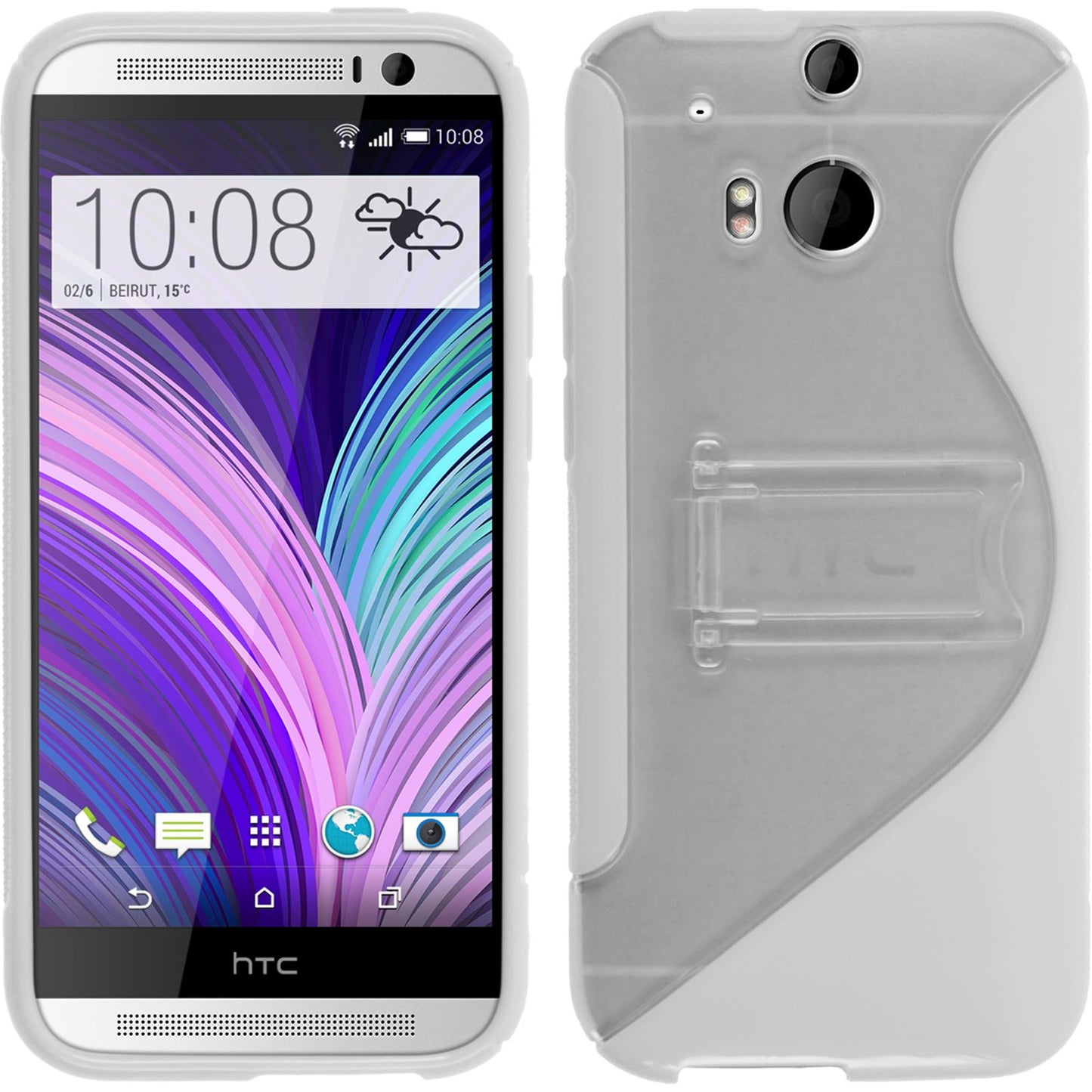 PhoneNatic Case kompatibel mit HTC One M8 - weifl Silikon Hülle + 2 Schutzfolien