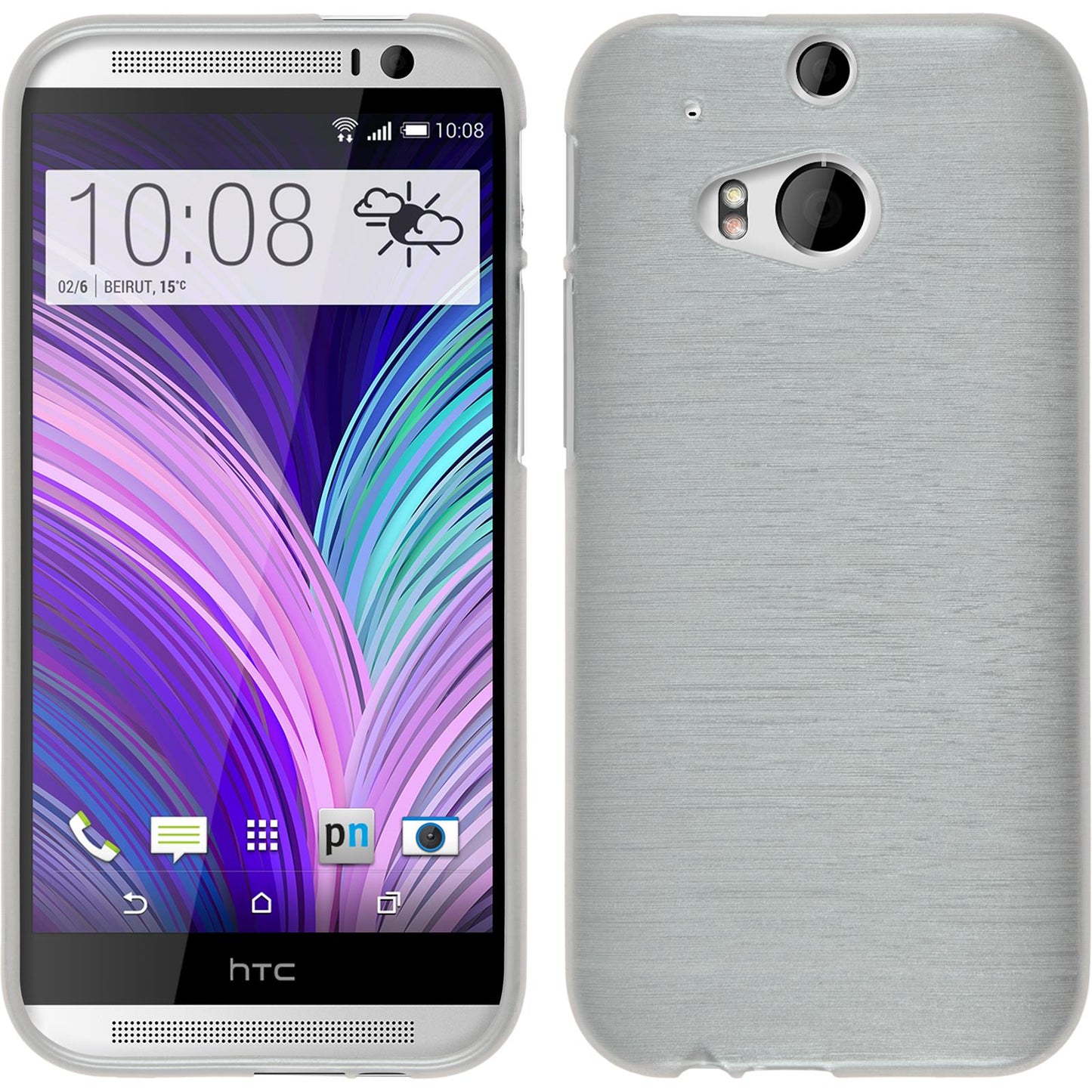 PhoneNatic Case kompatibel mit HTC One M8 - weifl Silikon Hülle brushed + 2 Schutzfolien