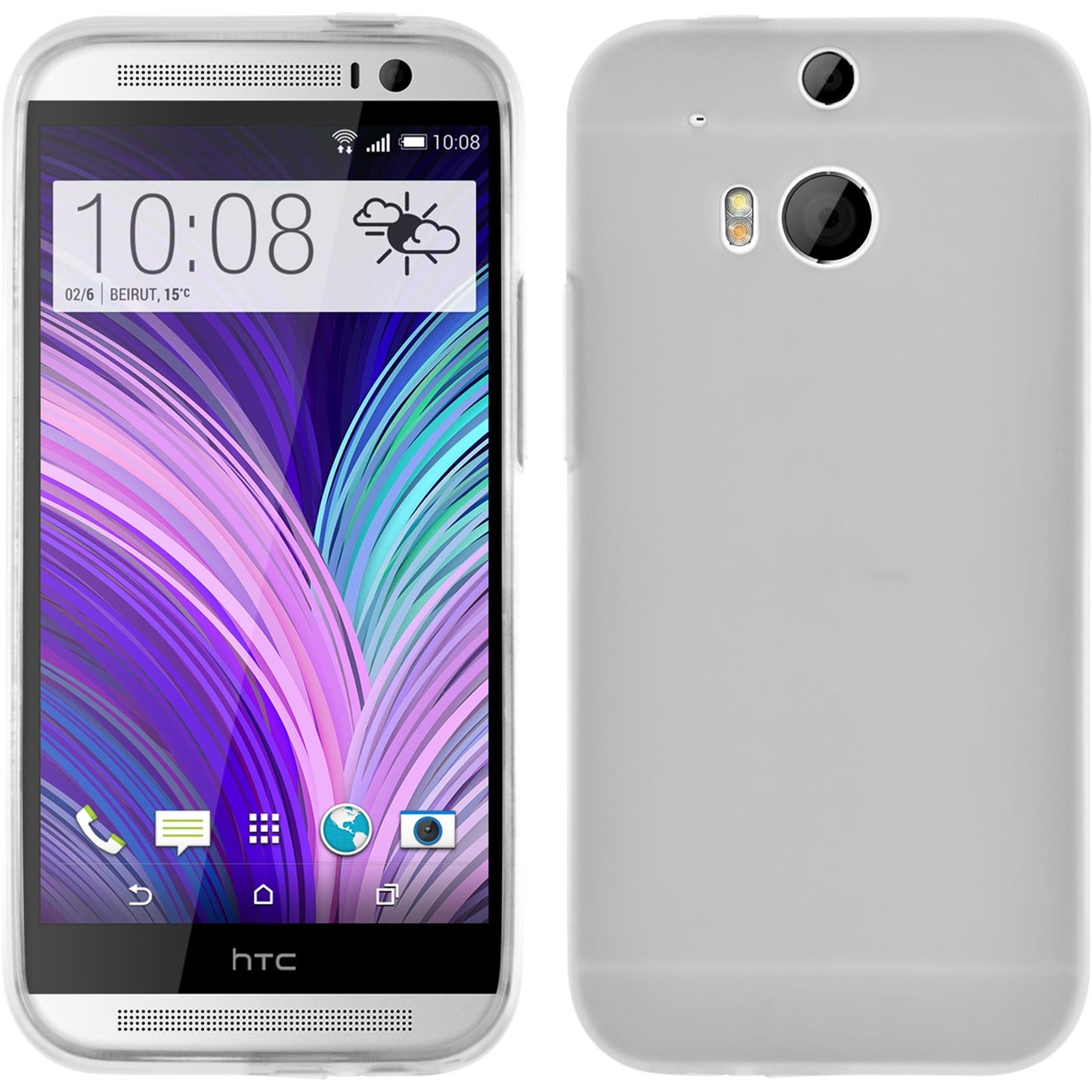 PhoneNatic Case kompatibel mit HTC One M8 - weifl Silikon Hülle Dustproof + 2 Schutzfolien