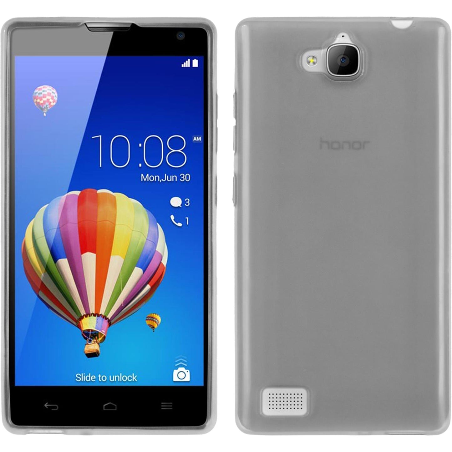PhoneNatic Case kompatibel mit Huawei Honor 3C - weifl Silikon Hülle transparent + 2 Schutzfolien