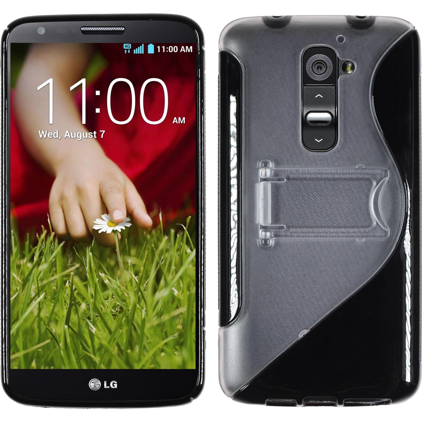 PhoneNatic Case kompatibel mit LG G2 - schwarz Silikon Hülle + 2 Schutzfolien