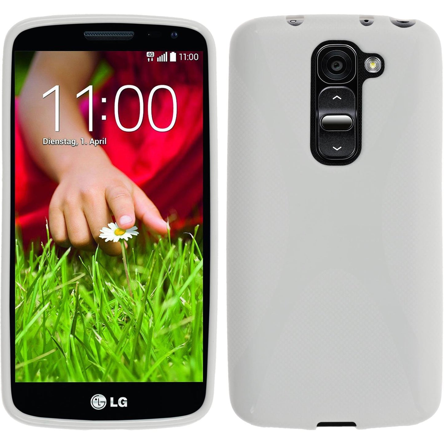 PhoneNatic Case kompatibel mit LG G2 mini - weifl Silikon Hülle X-Style + 2 Schutzfolien
