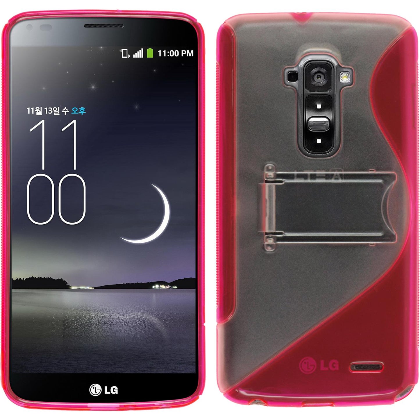 PhoneNatic Case kompatibel mit LG G Flex - pink Silikon Hülle + 2 Schutzfolien