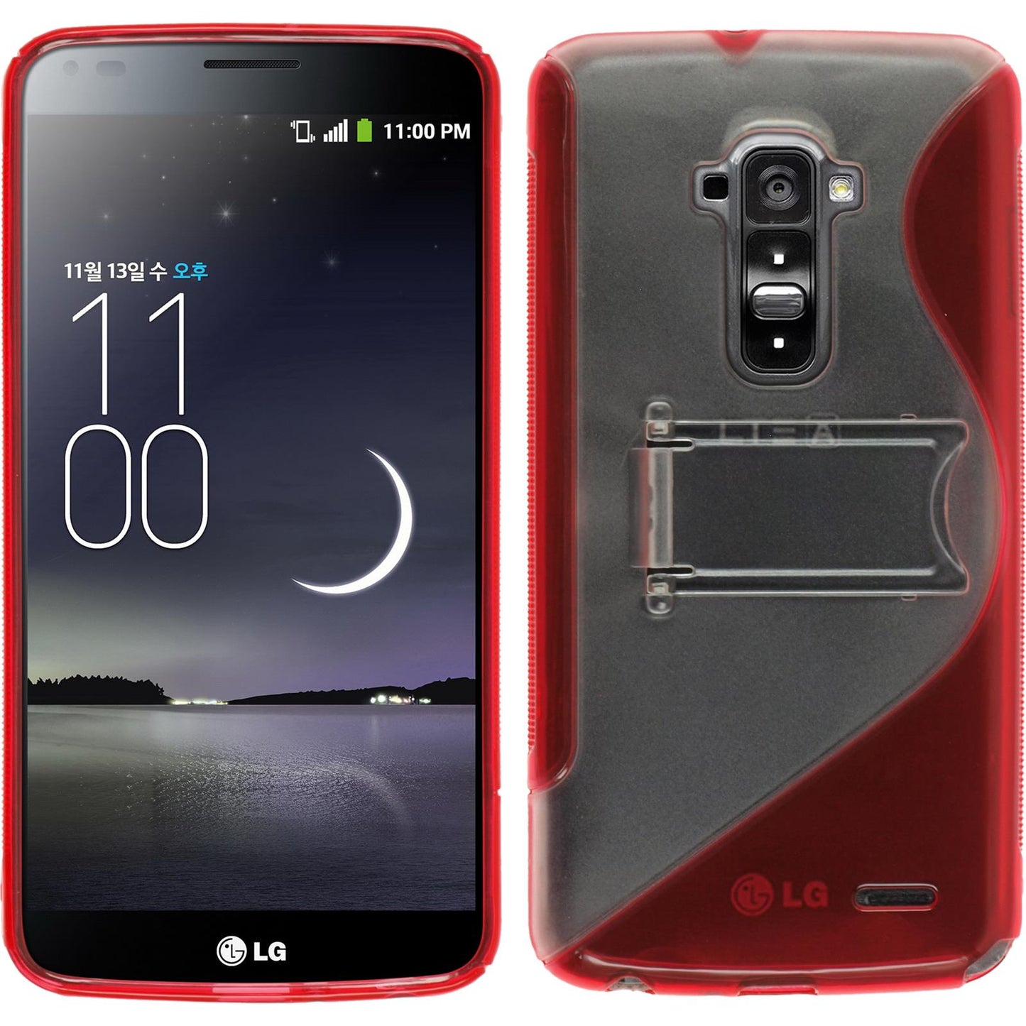 PhoneNatic Case kompatibel mit LG G Flex - rot Silikon Hülle + 2 Schutzfolien