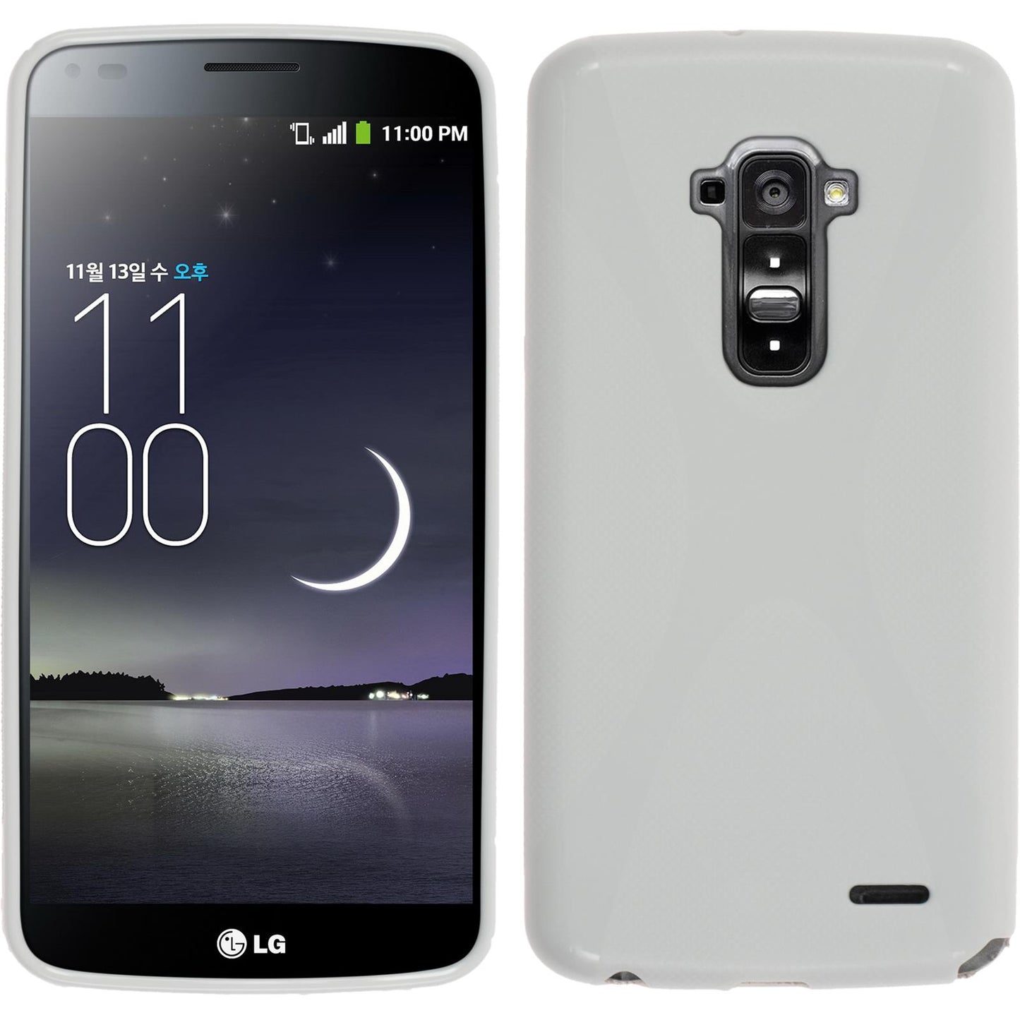 PhoneNatic Case kompatibel mit LG G Flex - weiß Silikon Hülle X-Style + 2 Schutzfolien