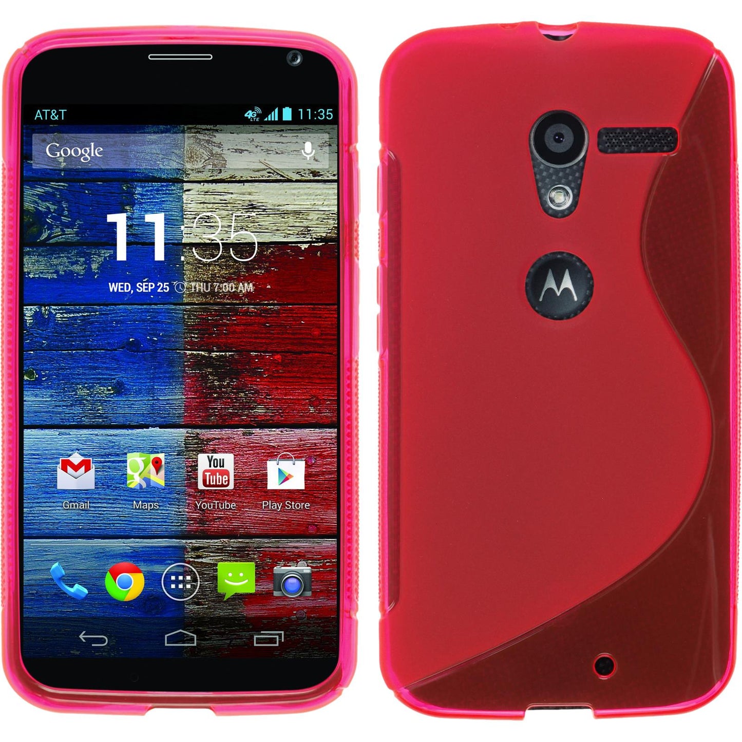PhoneNatic Case kompatibel mit Motorola Moto X - pink Silikon Hülle S-Style + 2 Schutzfolien
