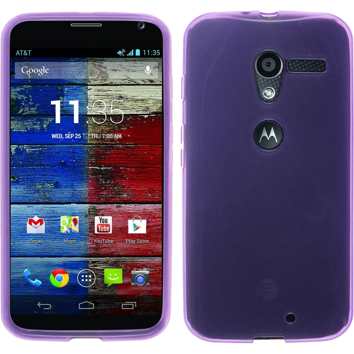 PhoneNatic Case kompatibel mit Motorola Moto X - lila Silikon Hülle transparent + 2 Schutzfolien