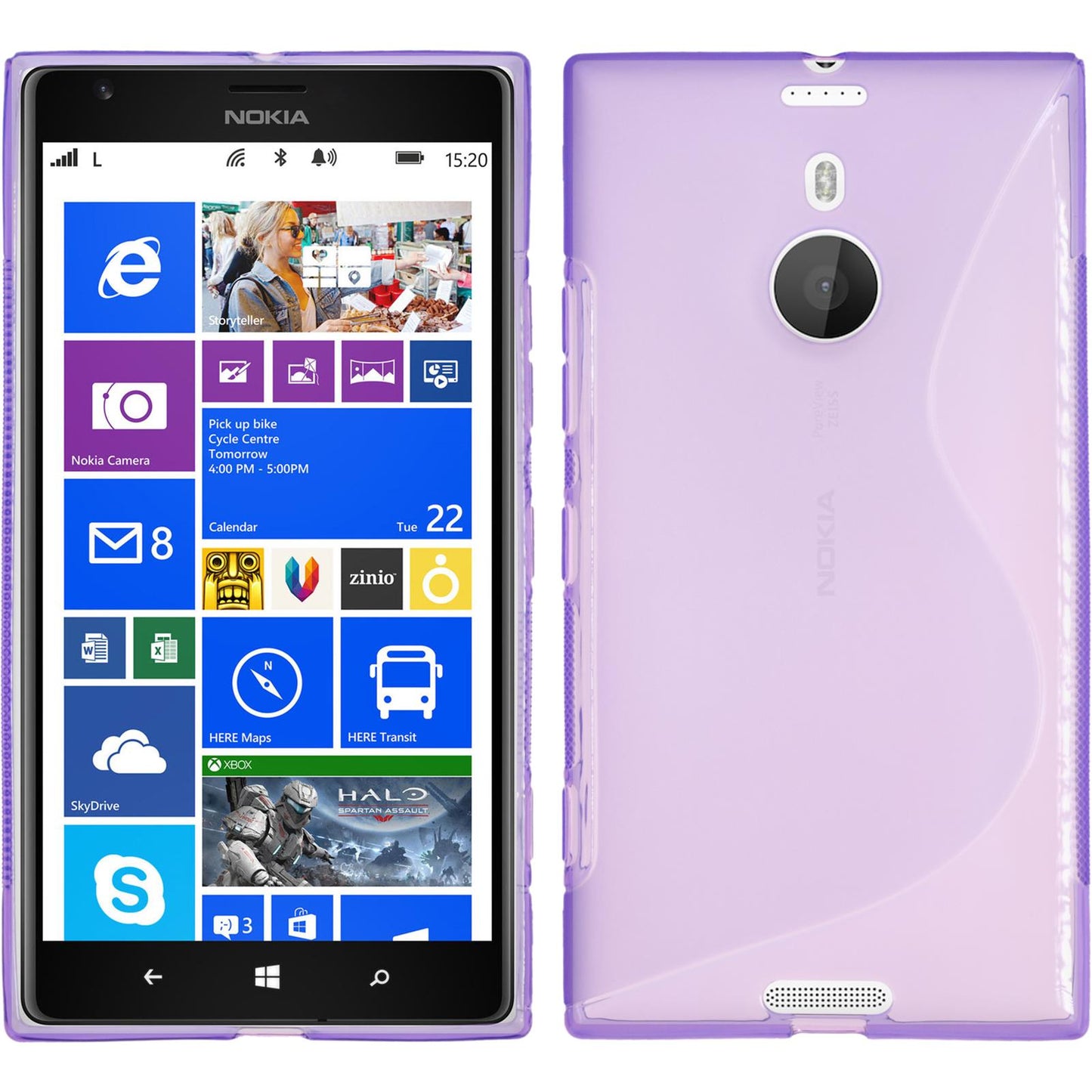 PhoneNatic Case kompatibel mit Nokia Lumia 1520 - lila Silikon Hülle S-Style + 2 Schutzfolien
