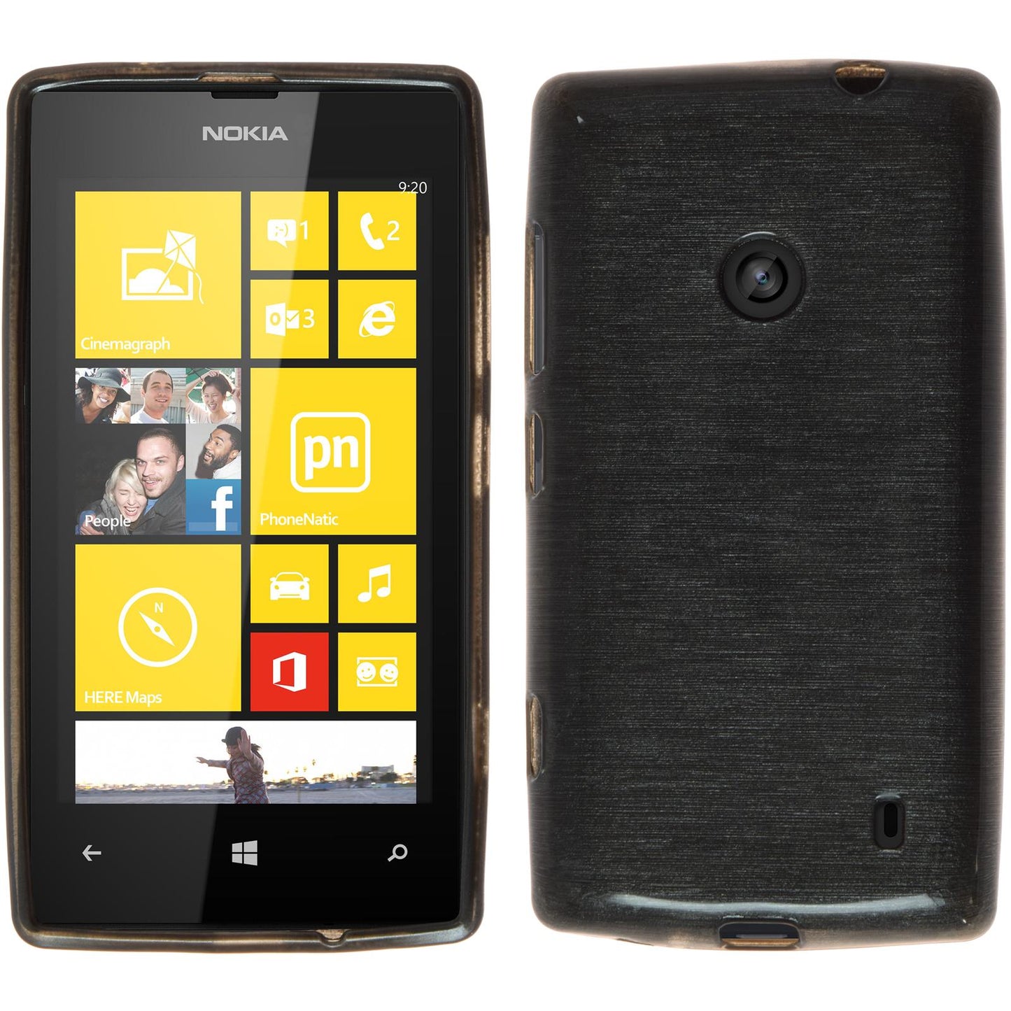 PhoneNatic Case kompatibel mit Nokia Lumia 520 - silber Silikon Hülle brushed + 2 Schutzfolien