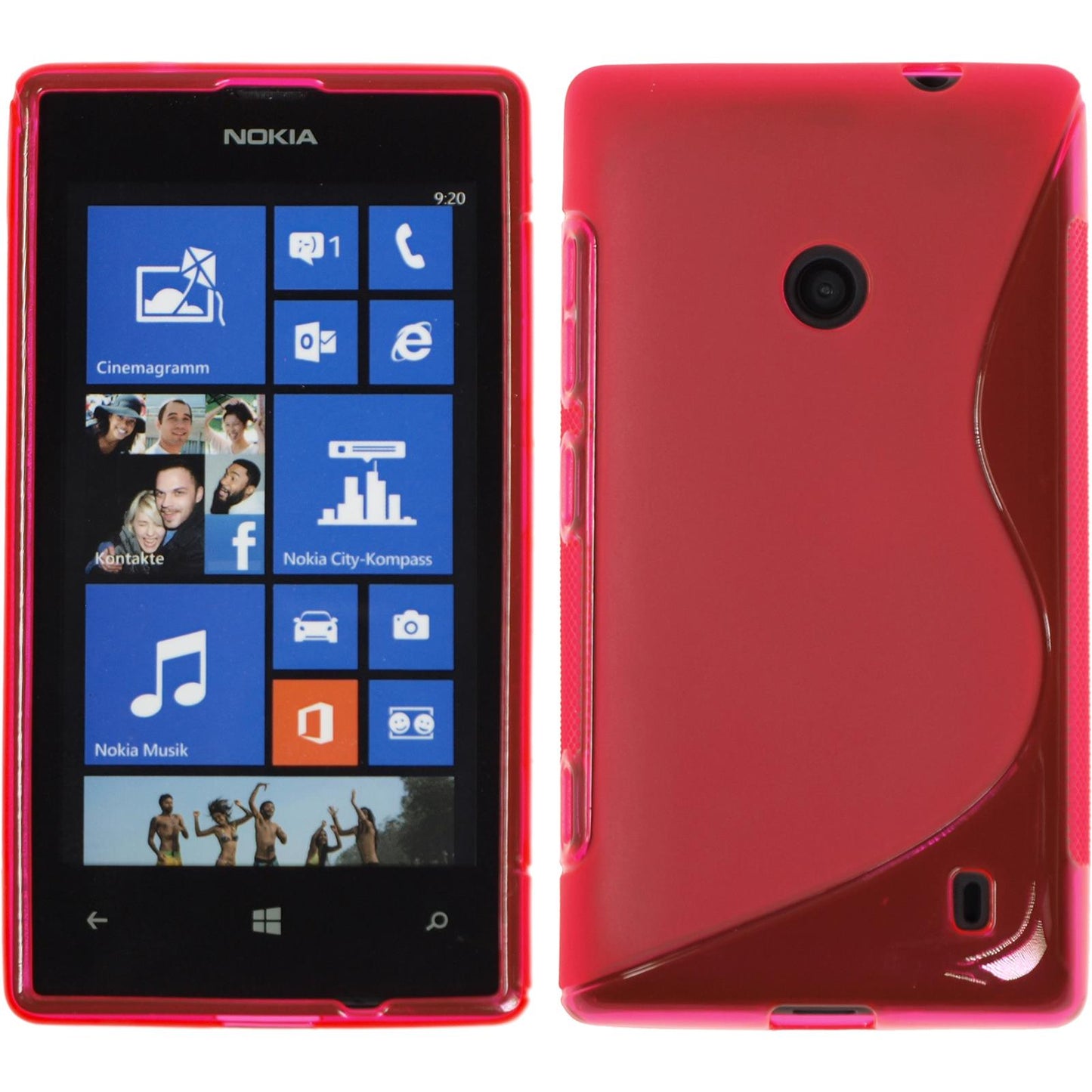PhoneNatic Case kompatibel mit Nokia Lumia 520 - pink Silikon Hülle S-Style + 2 Schutzfolien