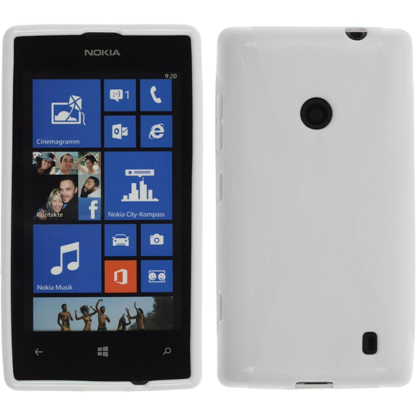 PhoneNatic Case kompatibel mit Nokia Lumia 520 - weiß Silikon Hülle X-Style + 2 Schutzfolien