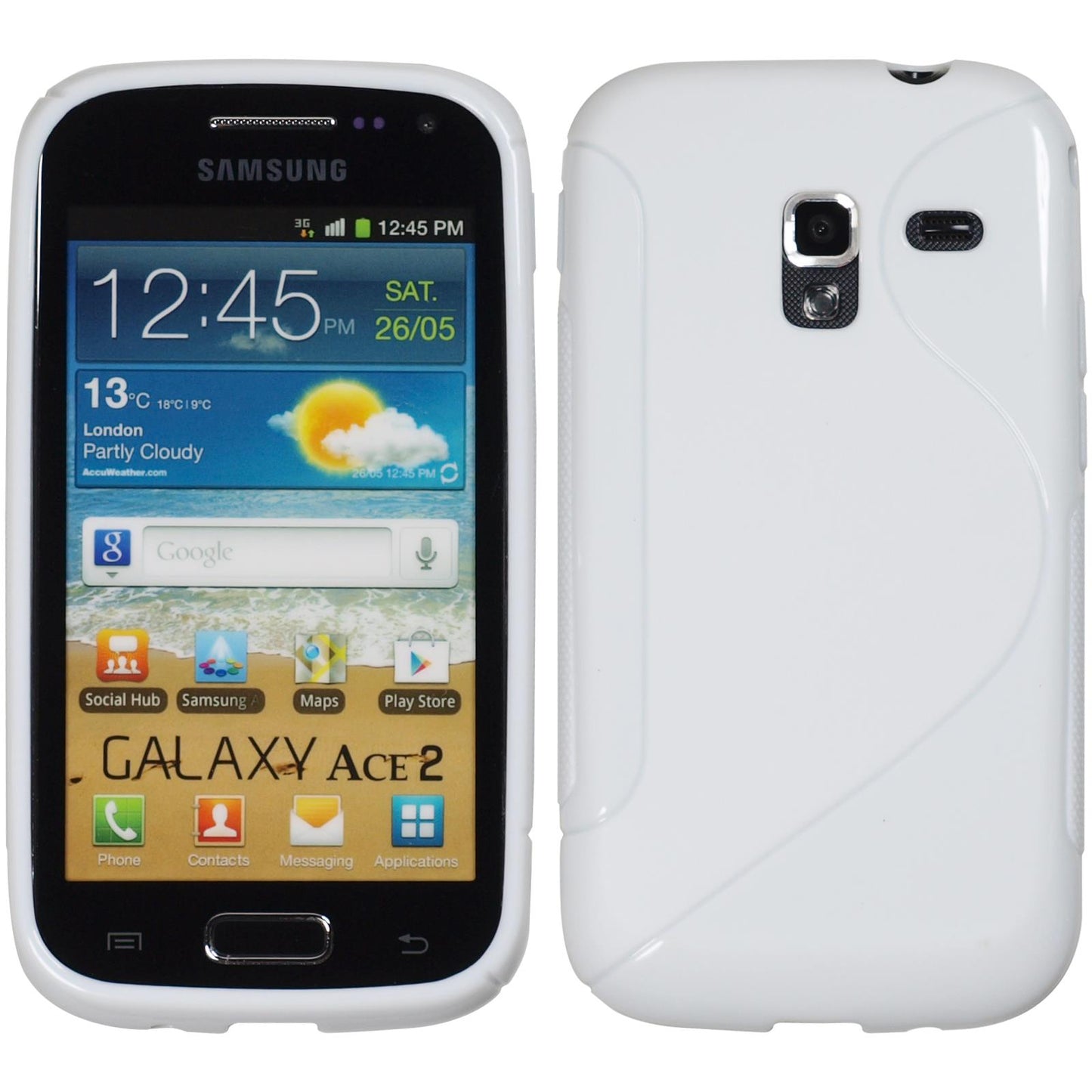 PhoneNatic Case kompatibel mit Samsung Galaxy Ace 2 - weifl Silikon Hülle S-Style + 2 Schutzfolien