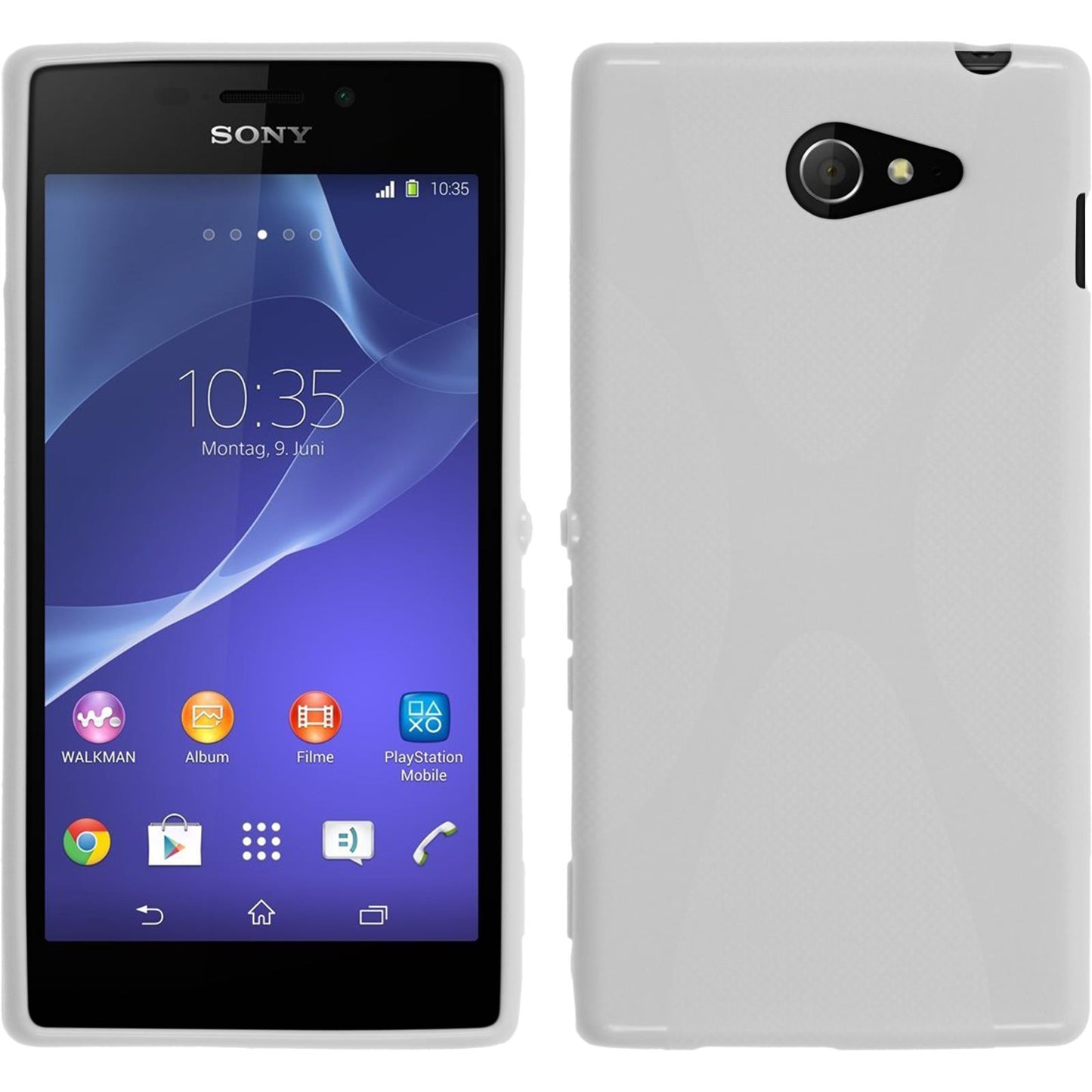 PhoneNatic Case kompatibel mit Sony Xperia M2 - weifl Silikon Hülle X-Style + 2 Schutzfolien