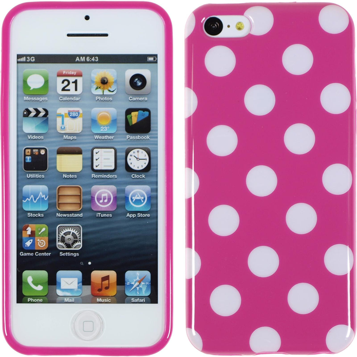 PhoneNatic Case kompatibel mit Apple iPhone 5c - Design:03 Silikon Hülle Polkadot + 2 Schutzfolien