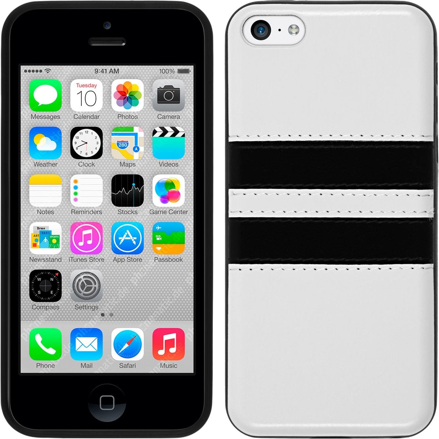 PhoneNatic Case kompatibel mit Apple iPhone 5c - weifl Silikon Hülle Stripes + 2 Schutzfolien