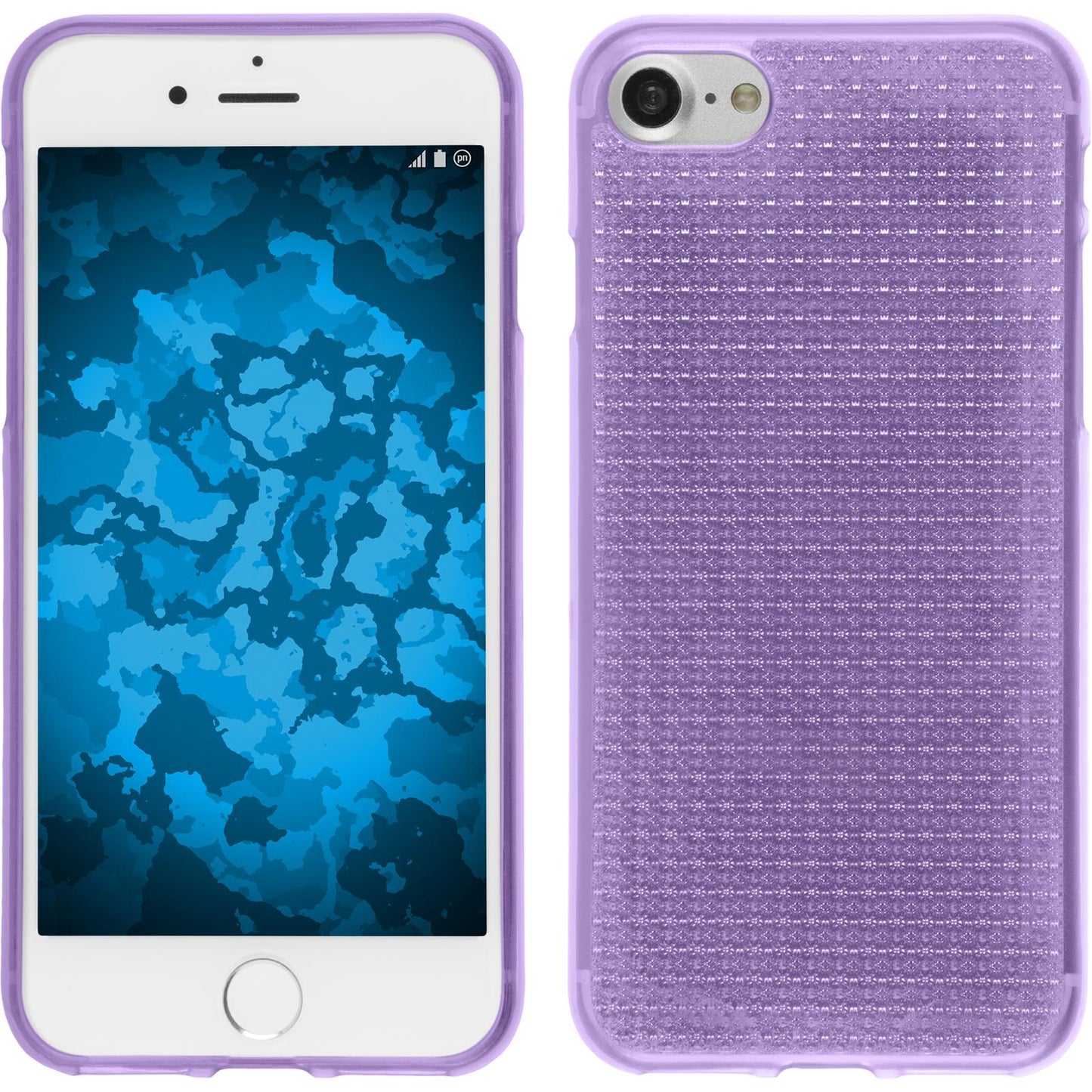 PhoneNatic Case kompatibel mit Apple iPhone 8 - lila Silikon Hülle Iced + 2 Schutzfolien