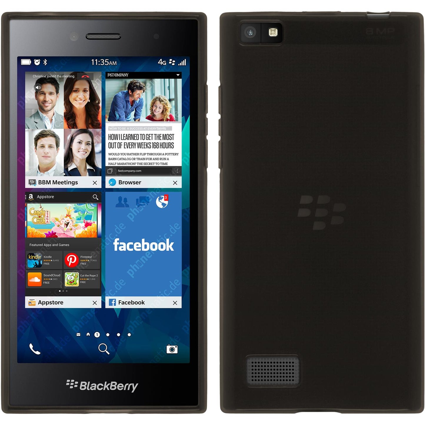 PhoneNatic Case kompatibel mit BlackBerry Leap - schwarz Silikon Hülle transparent + 2 Schutzfolien