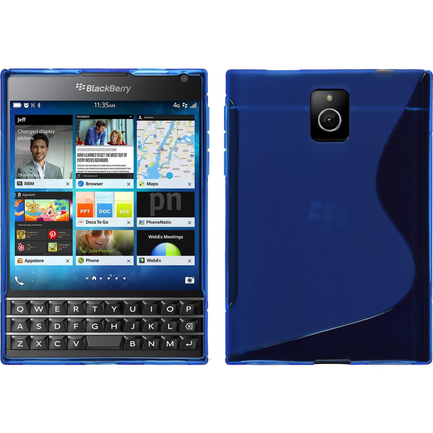 PhoneNatic Case kompatibel mit BlackBerry Q30 - blau Silikon Hülle S-Style + 2 Schutzfolien