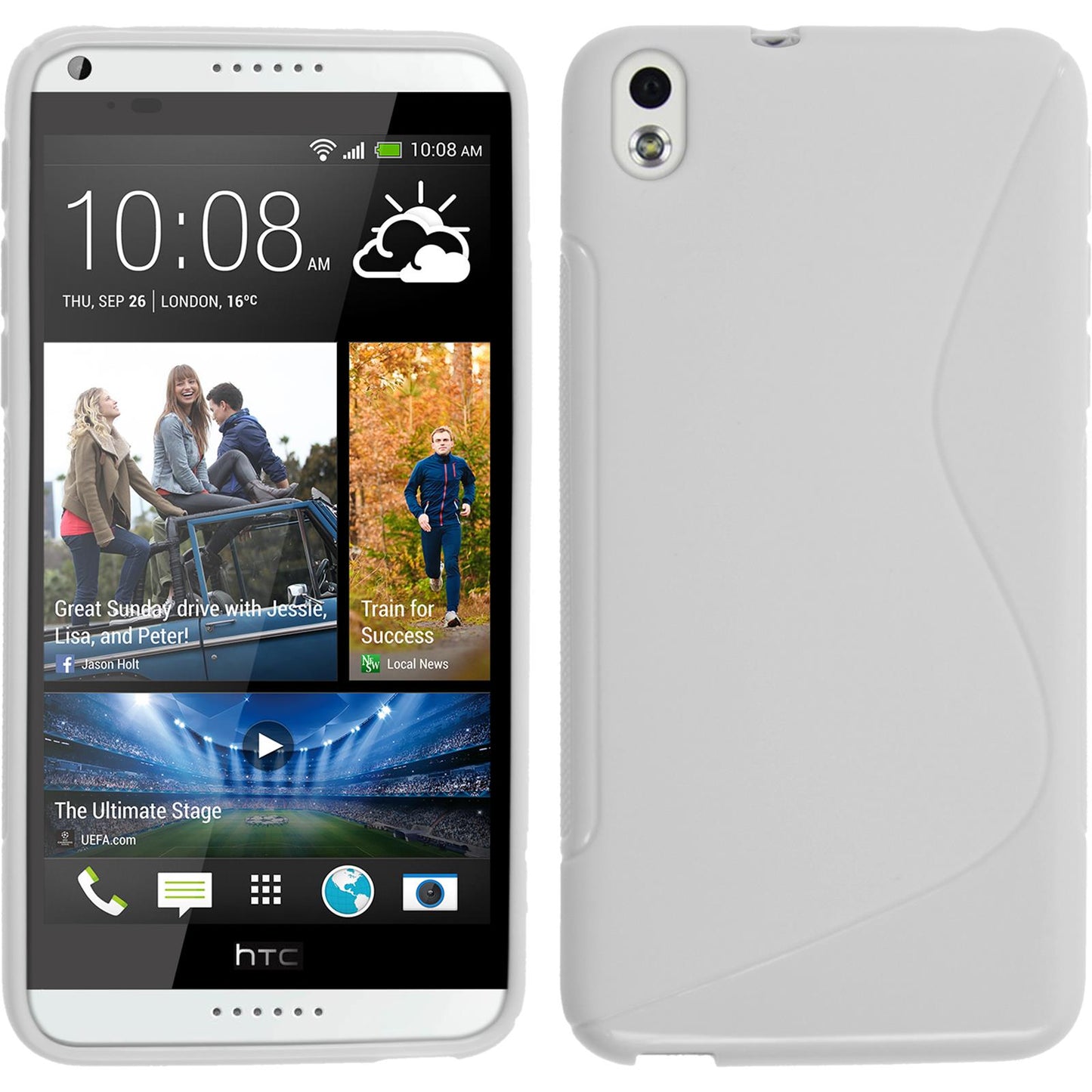 PhoneNatic Case kompatibel mit HTC Desire 816 - weifl Silikon Hülle S-Style + 2 Schutzfolien