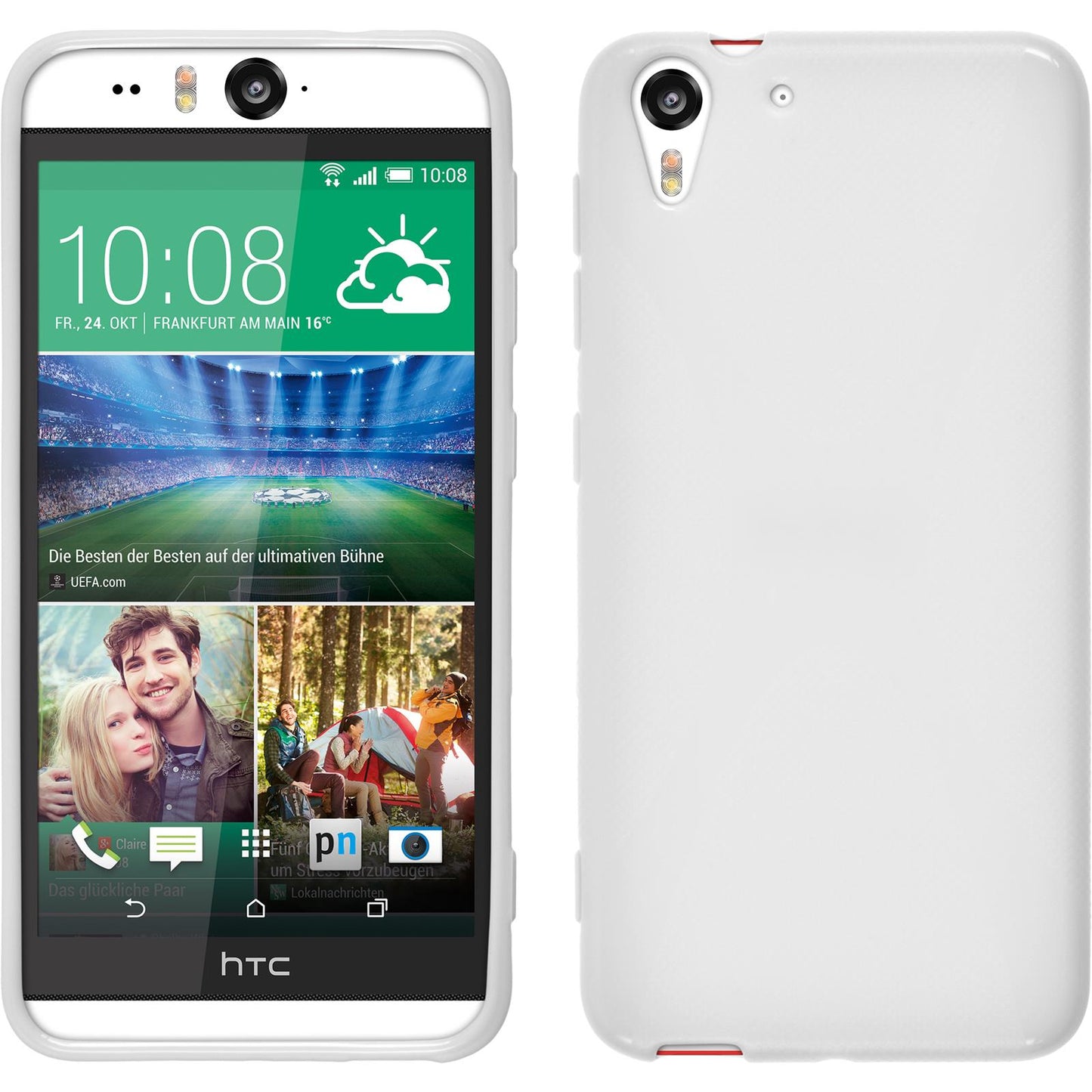 PhoneNatic Case kompatibel mit HTC Desire Eye - weifl Silikon Hülle X-Style + 2 Schutzfolien