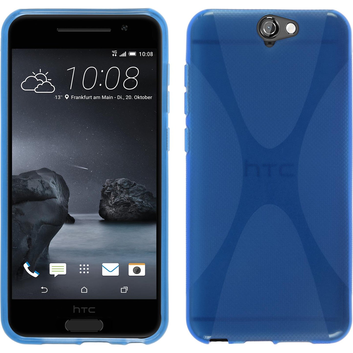 PhoneNatic Case kompatibel mit HTC One A9 - blau Silikon Hülle X-Style + 2 Schutzfolien