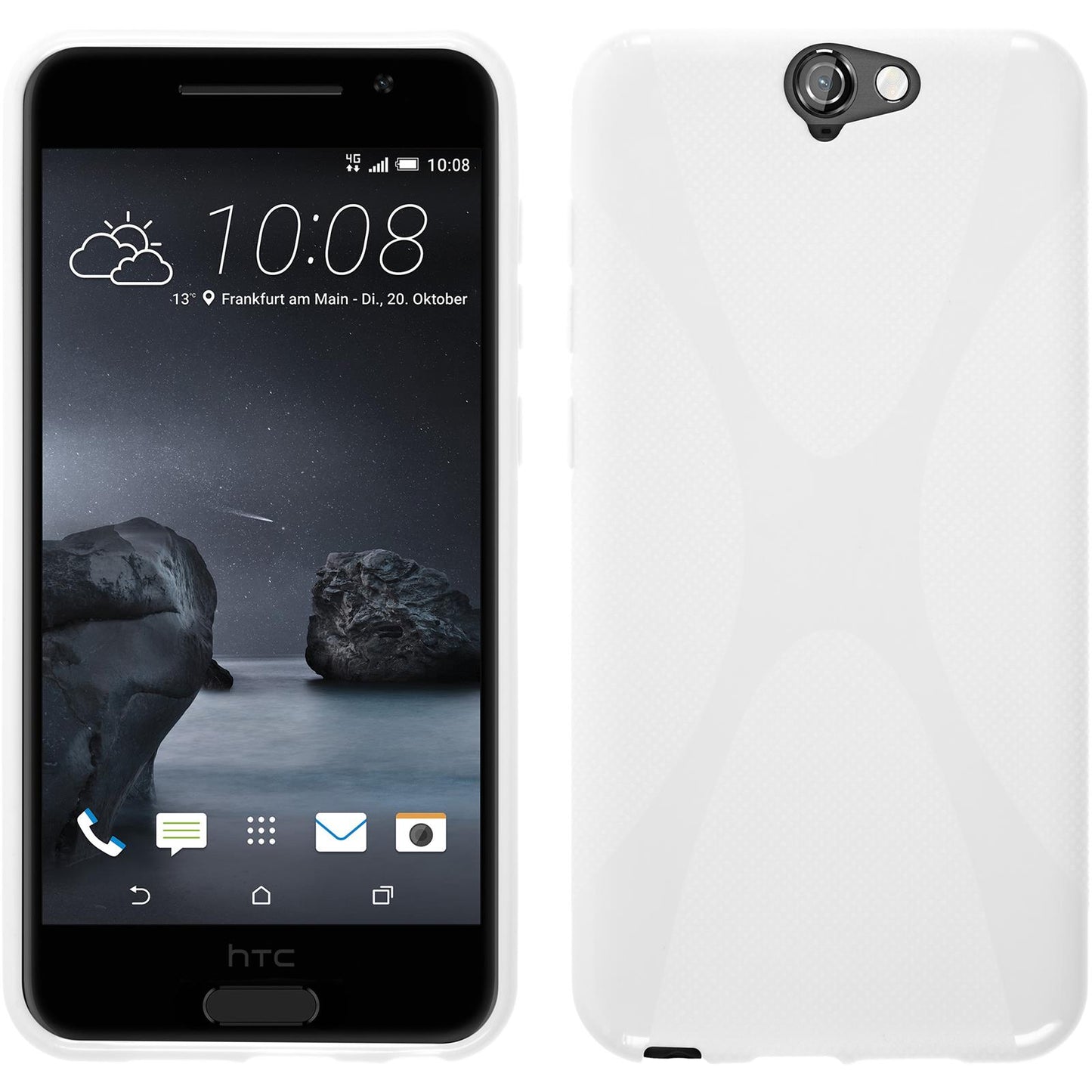 PhoneNatic Case kompatibel mit HTC One A9 - weiß Silikon Hülle X-Style + 2 Schutzfolien