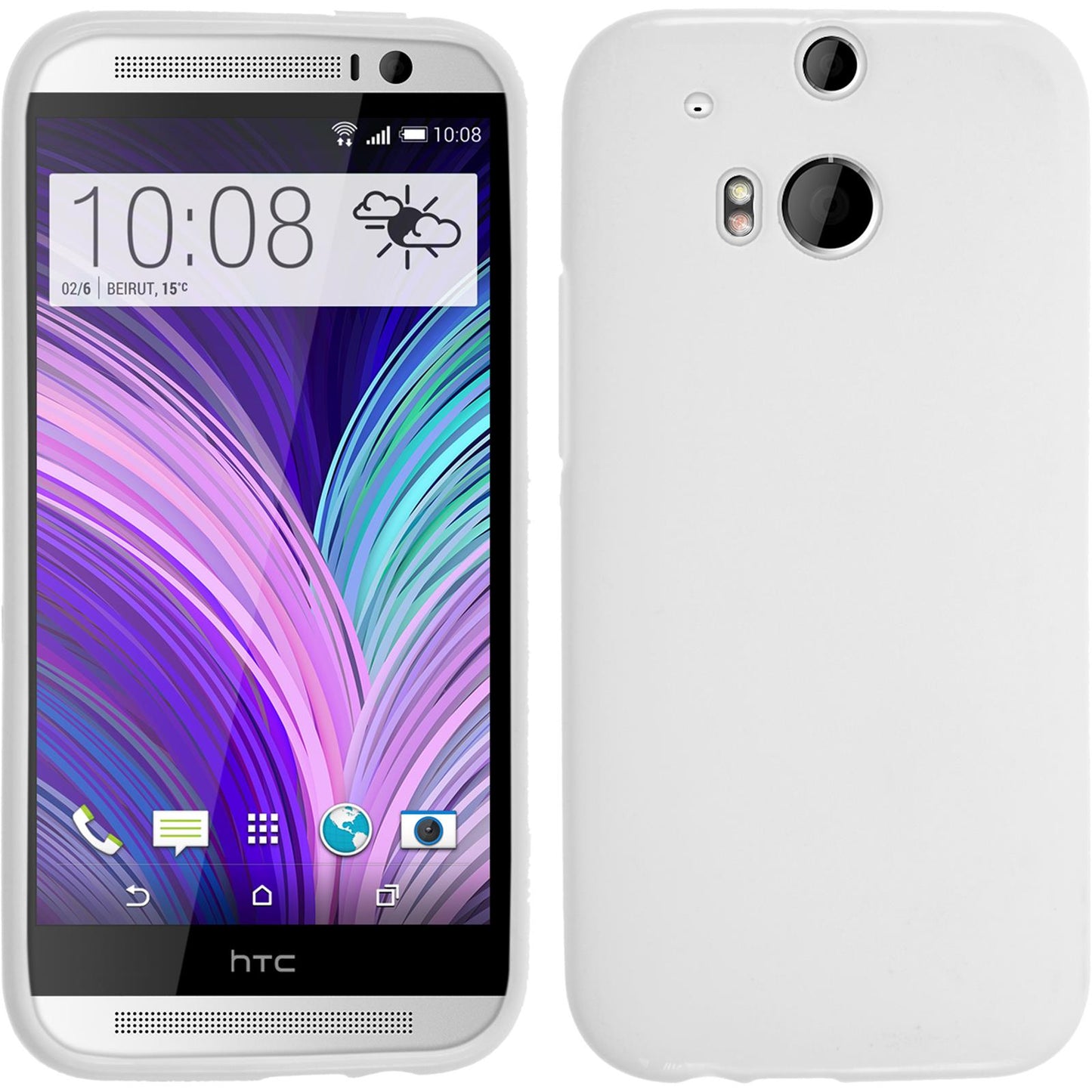 PhoneNatic Case kompatibel mit HTC One M8 - weifl Silikon Hülle matt + 2 Schutzfolien
