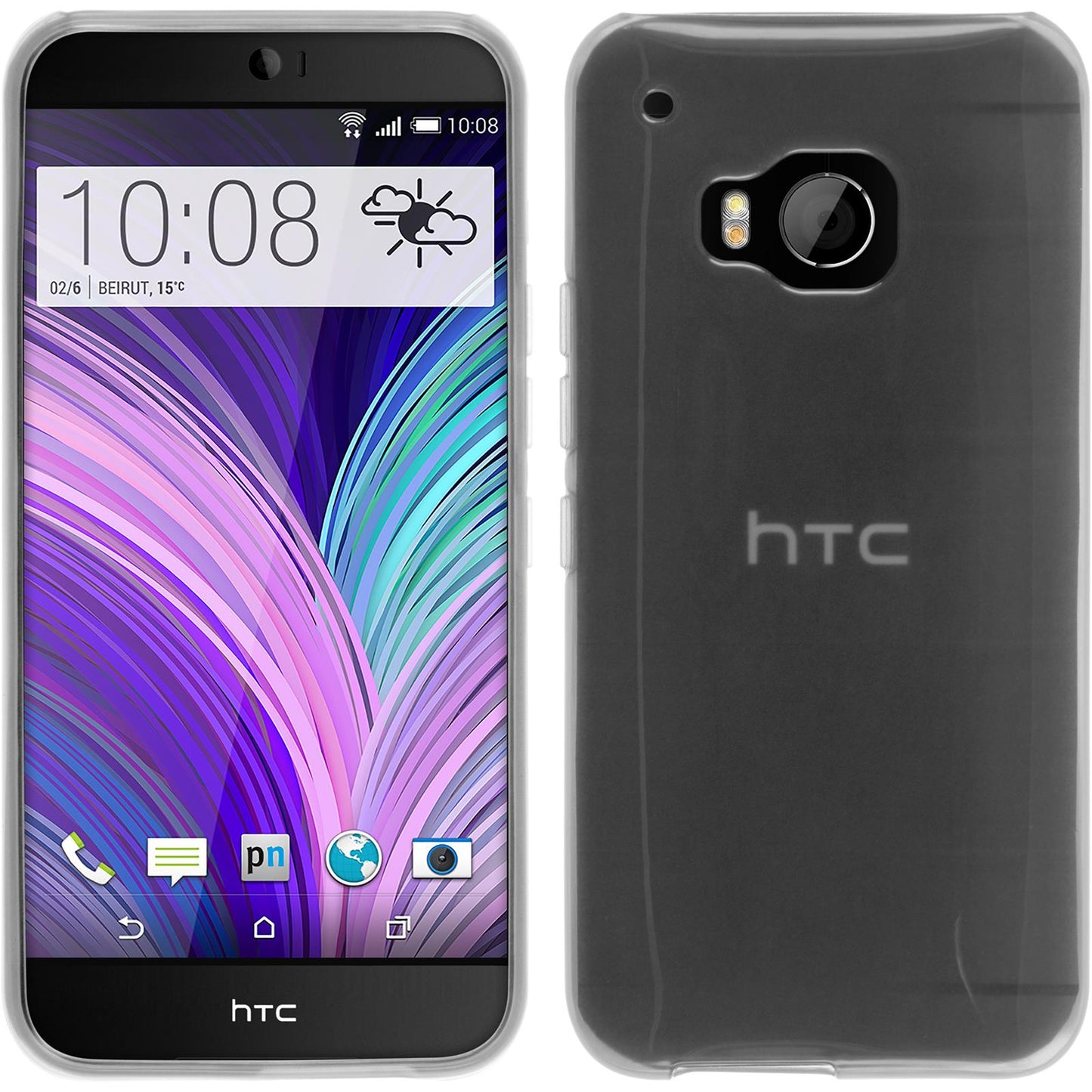 PhoneNatic Case kompatibel mit HTC One M9 - weifl Silikon Hülle transparent + 2 Schutzfolien