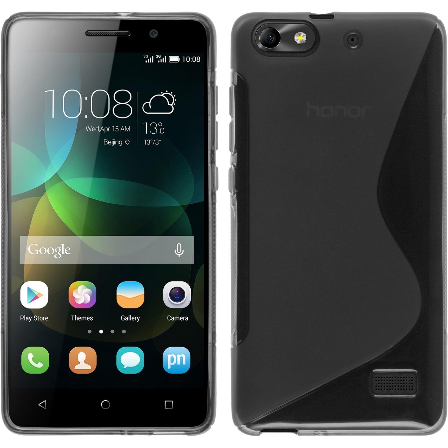 PhoneNatic Case kompatibel mit Huawei Honor 4c - grau Silikon Hülle S-Style + 2 Schutzfolien