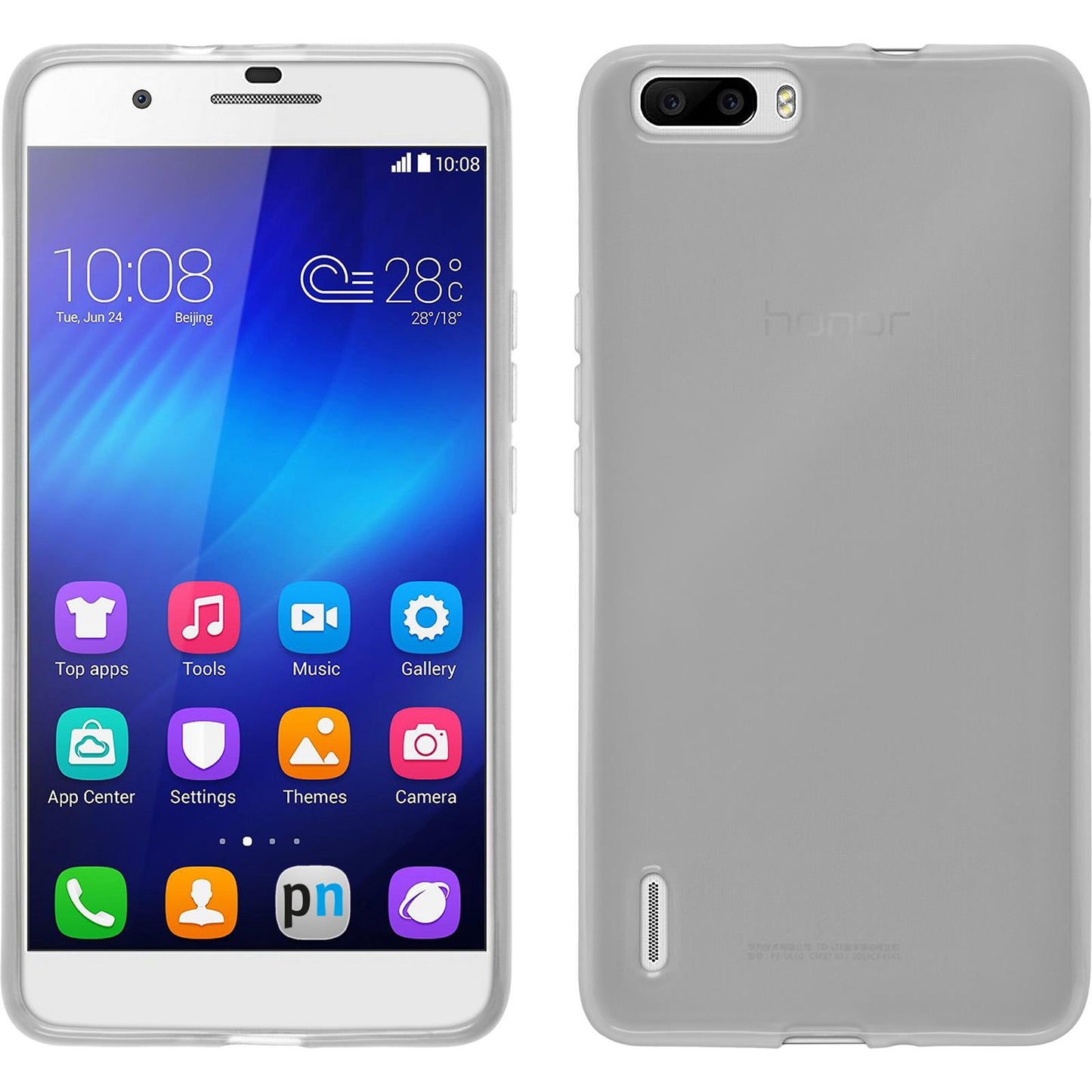 PhoneNatic Case kompatibel mit Huawei Honor 6 Plus - weifl Silikon Hülle transparent + 2 Schutzfolien