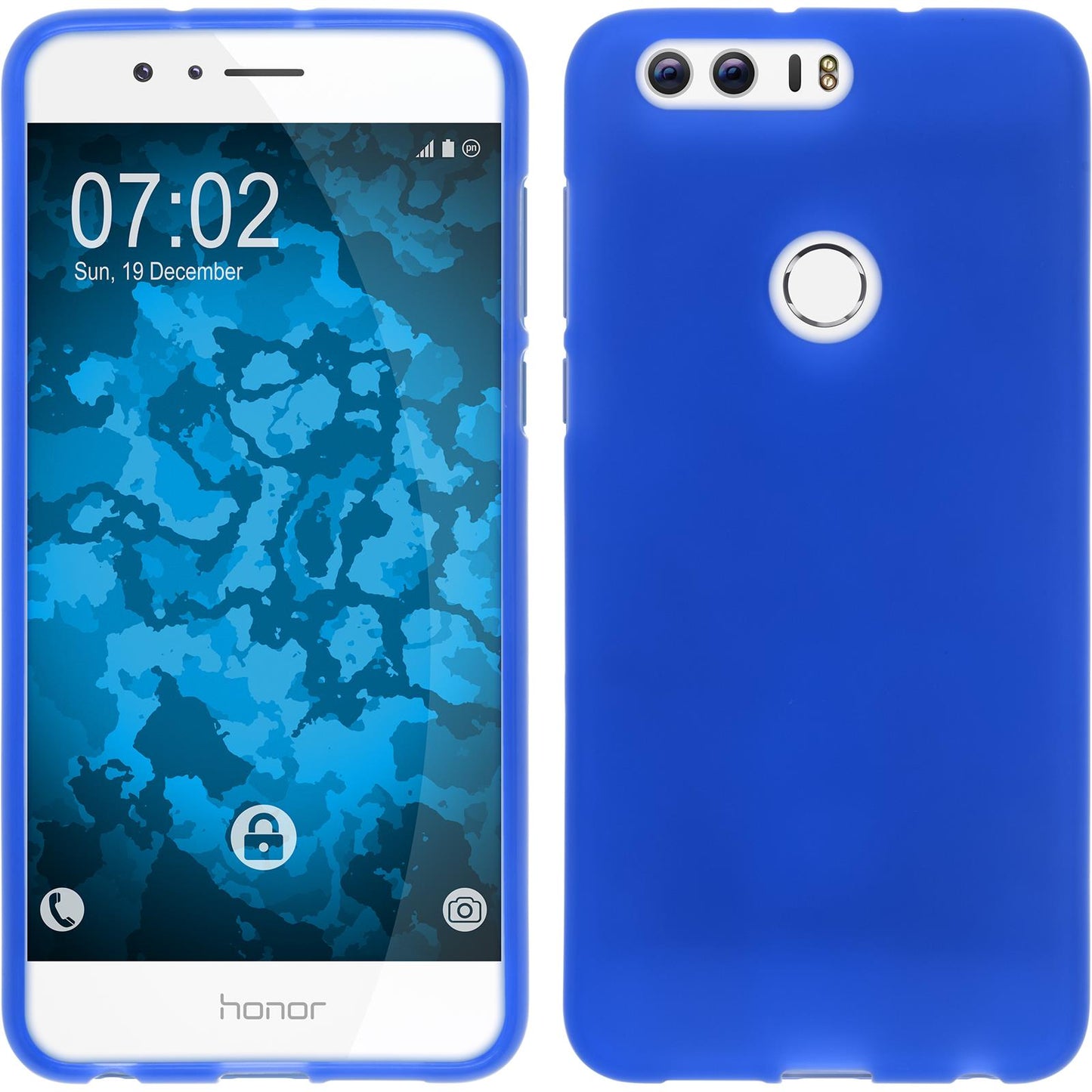PhoneNatic Case kompatibel mit Huawei Honor 8 - blau Silikon Hülle matt + 2 Schutzfolien