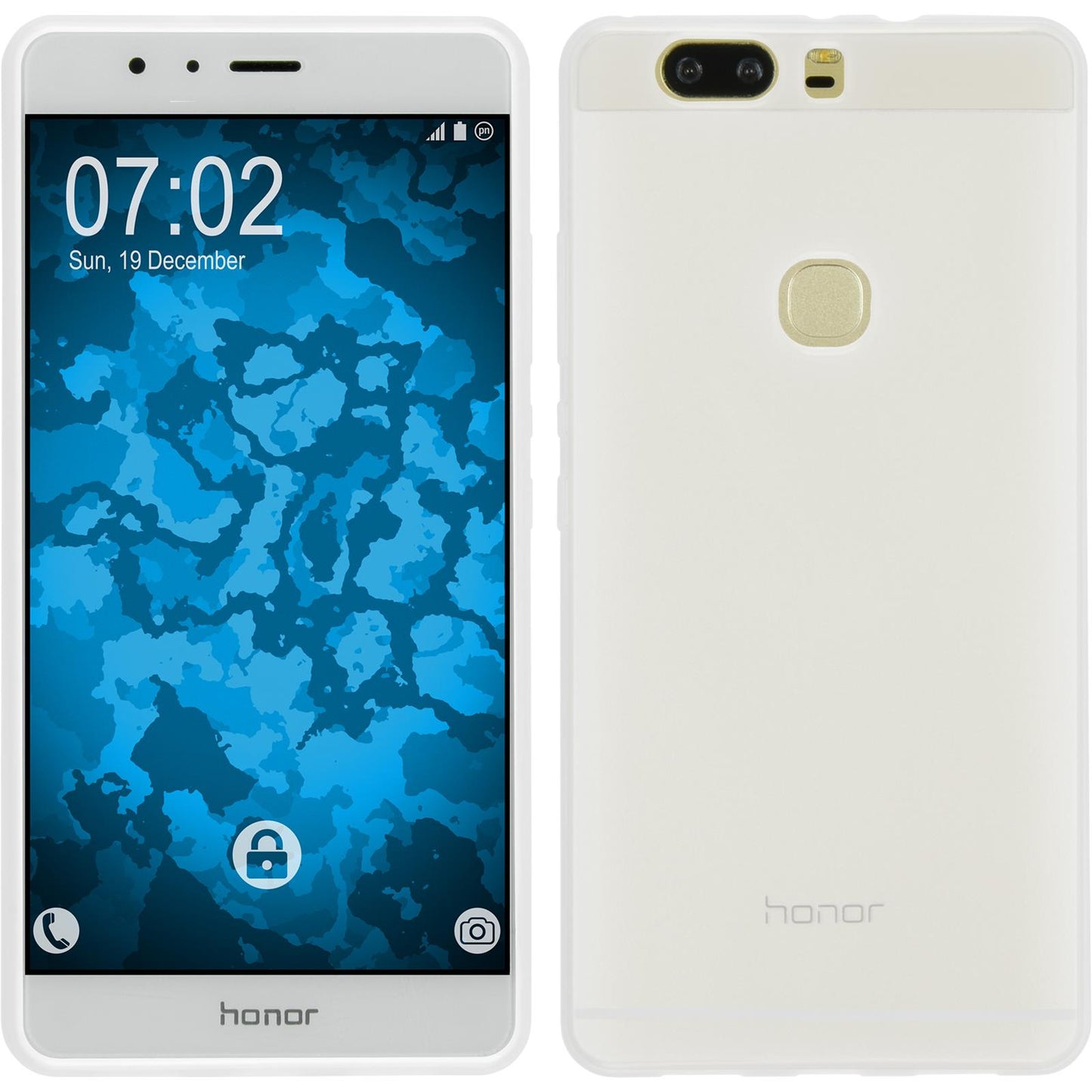 PhoneNatic Case kompatibel mit Huawei Honor V8 - weifl Silikon Hülle transparent + 2 Schutzfolien