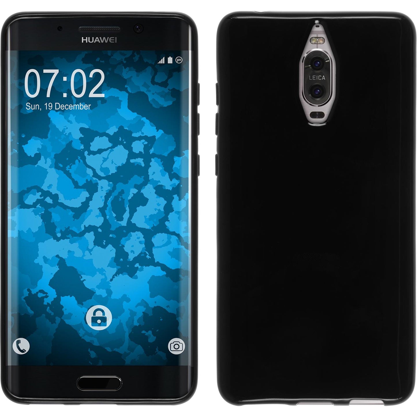 PhoneNatic Case kompatibel mit Huawei Mate 9 Pro - schwarz Silikon Hülle + 2 Schutzfolien
