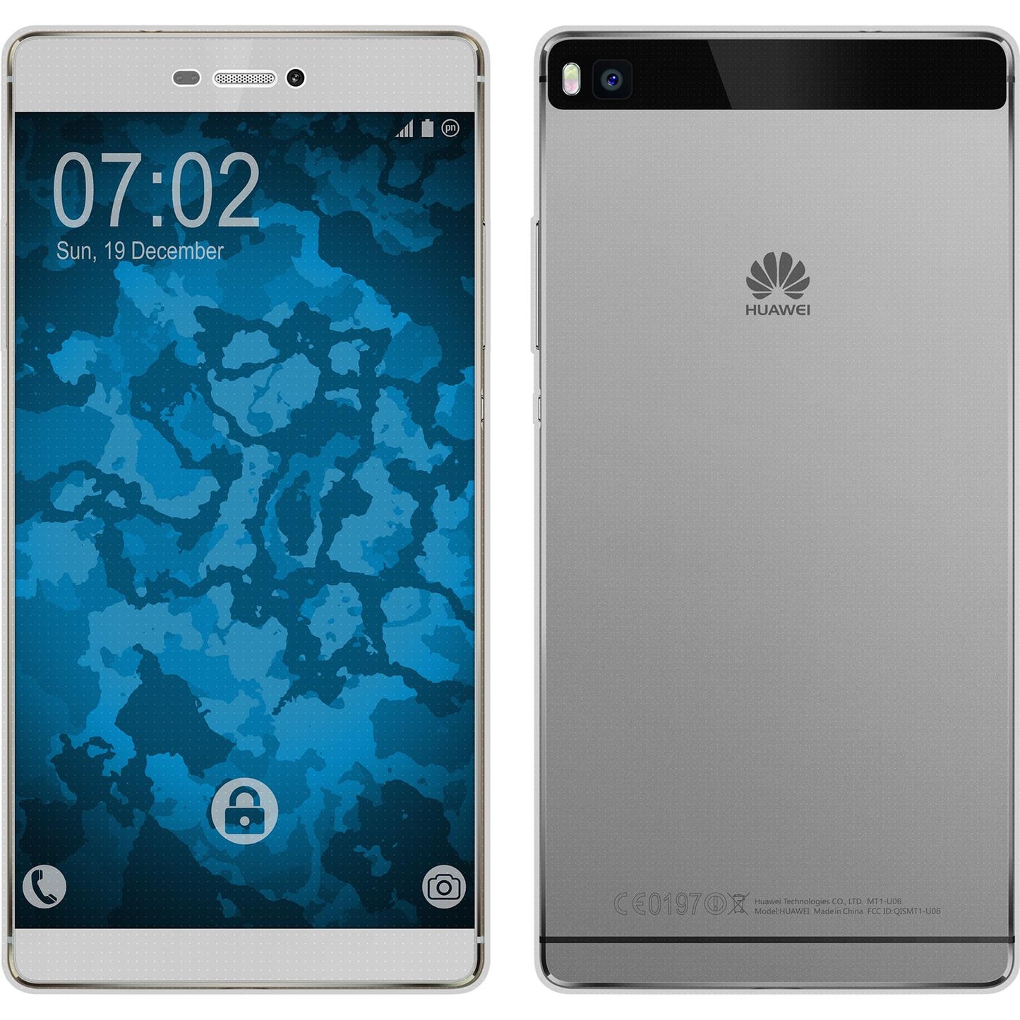 PhoneNatic Case kompatibel mit Huawei P8 - grau Silikon Hülle 360∞ Fullbody Cover