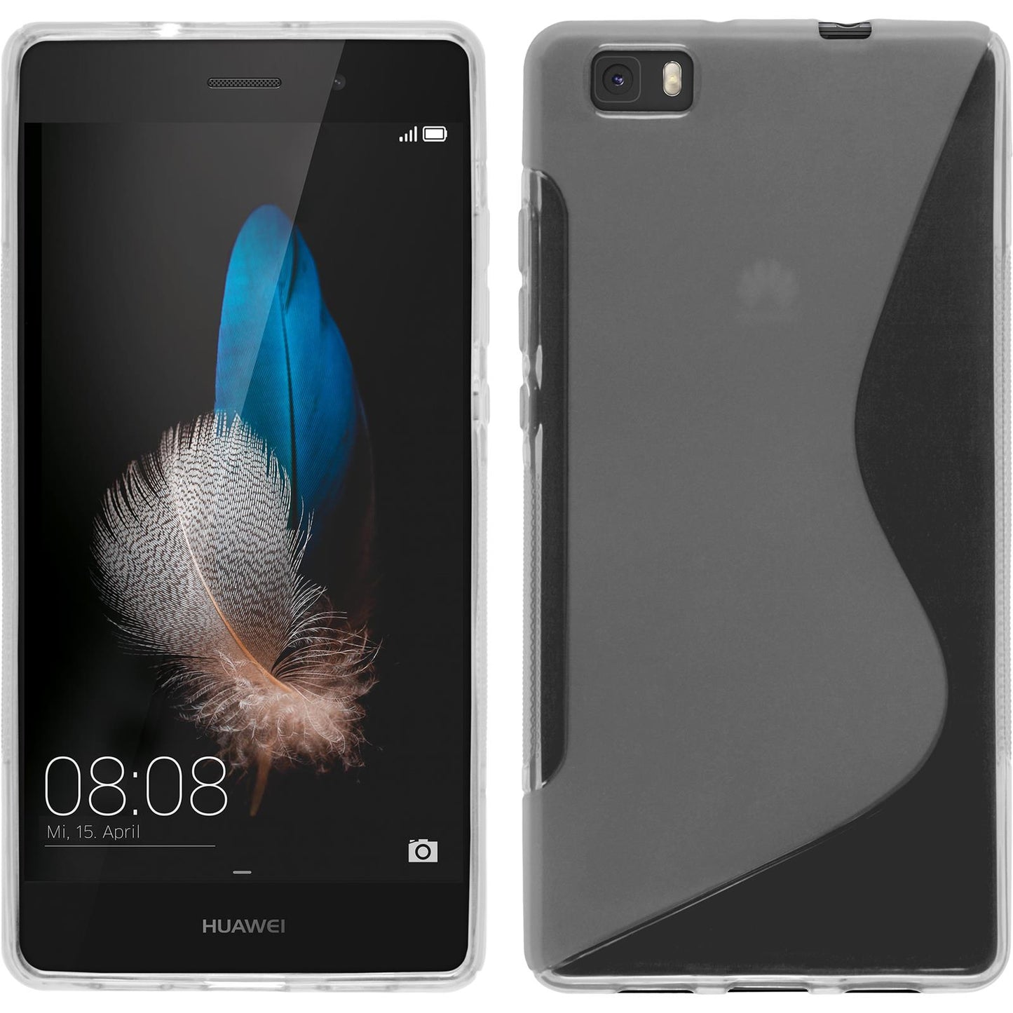 PhoneNatic Case kompatibel mit Huawei P8 Lite 2015 (1.Gen.) - clear Silikon Hülle S-Style + 2 Schutzfolien