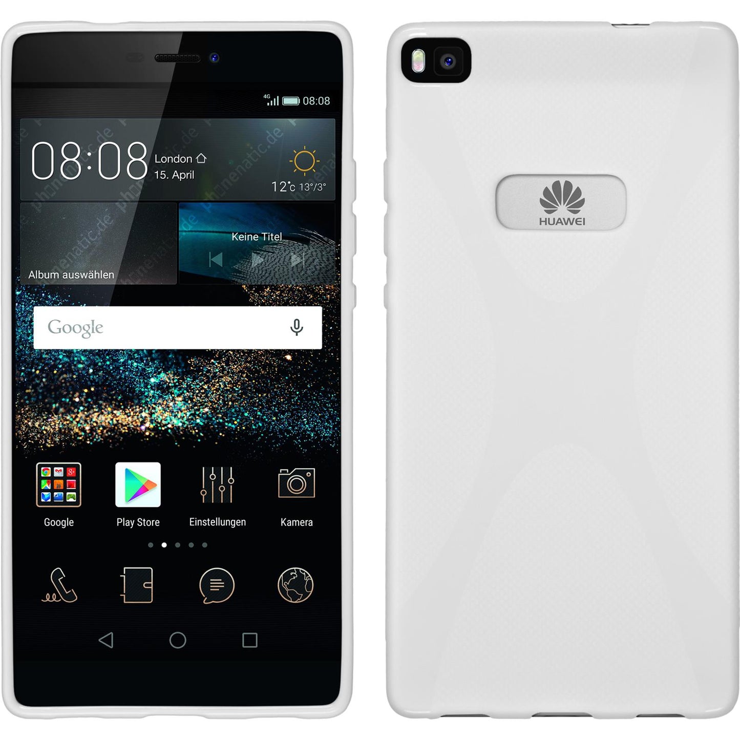 PhoneNatic Case kompatibel mit Huawei P8 - weifl Silikon Hülle X-Style + 2 Schutzfolien