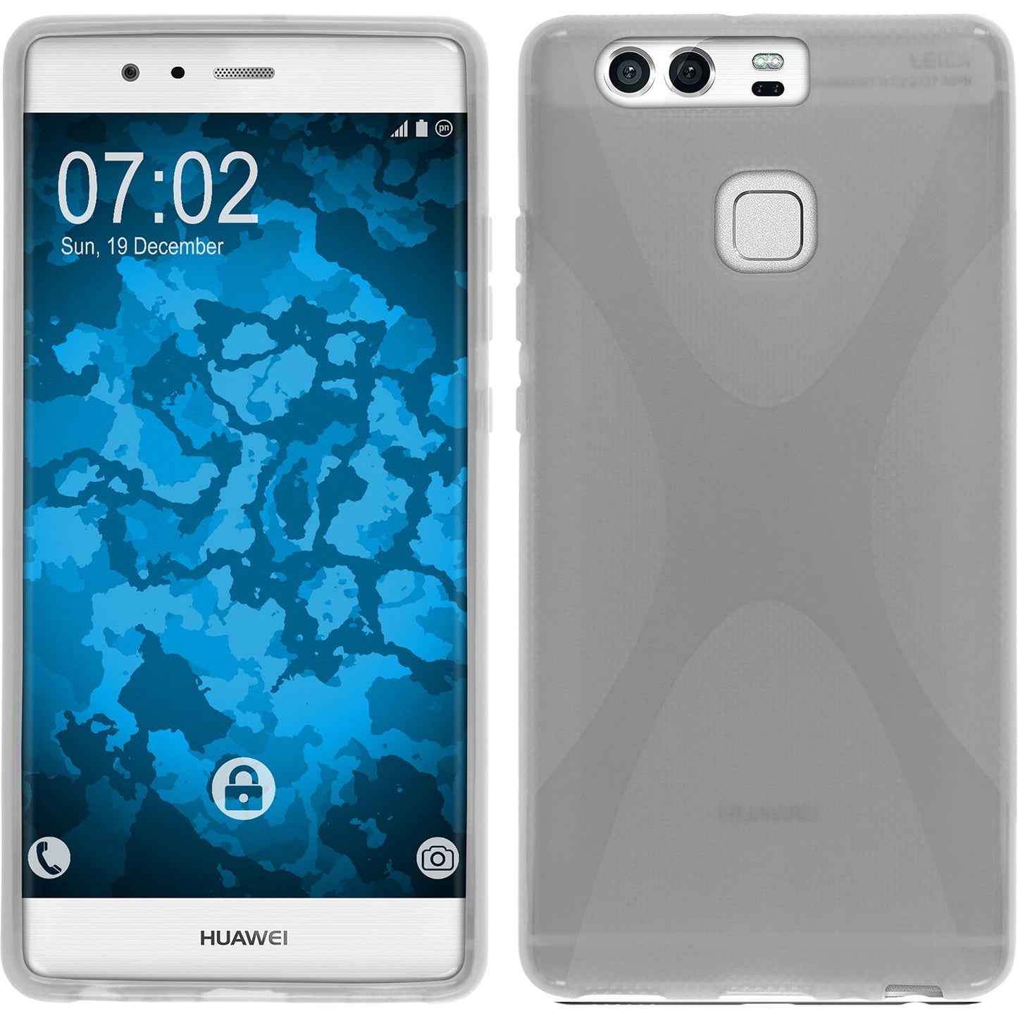 PhoneNatic Case kompatibel mit Huawei P9 - clear Silikon Hülle X-Style + 2 Schutzfolien