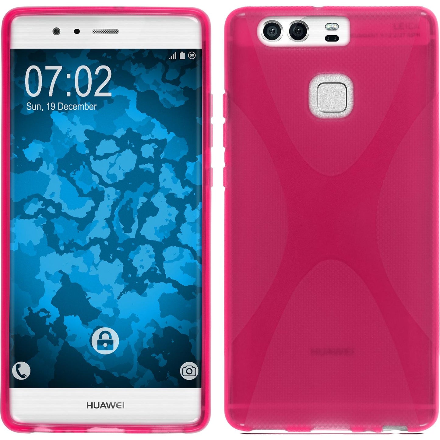 PhoneNatic Case kompatibel mit Huawei P9 - pink Silikon Hülle X-Style + 2 Schutzfolien