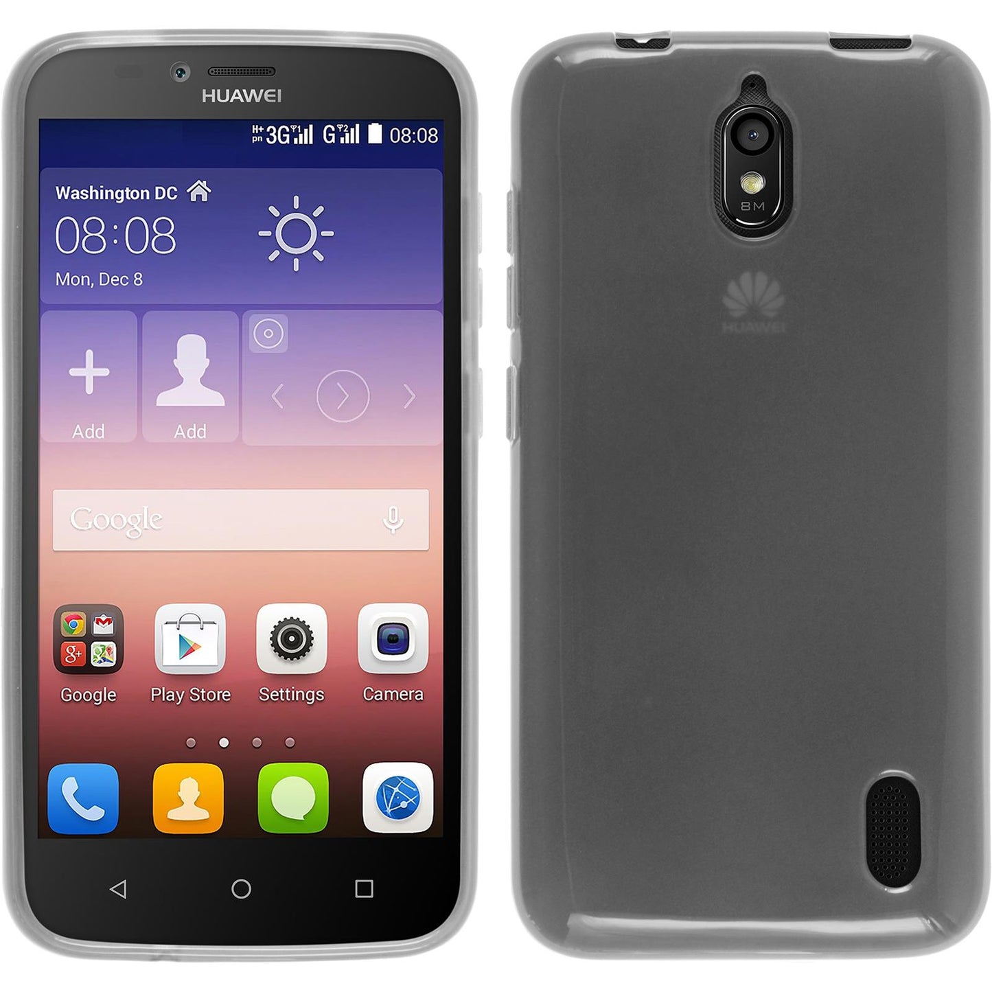 PhoneNatic Case kompatibel mit Huawei Y625 - weifl Silikon Hülle transparent + 2 Schutzfolien