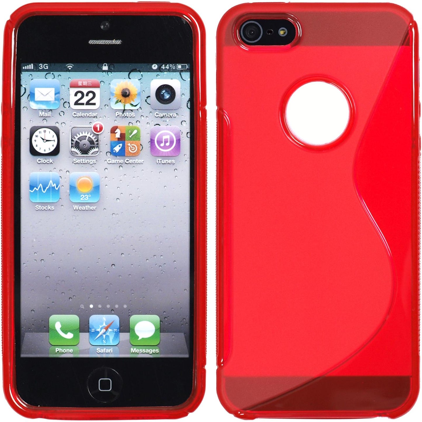 PhoneNatic Case kompatibel mit Apple iPhone 5 / 5s / SE - rot Silikon Hülle S-Style Logo + 2 Schutzfolien