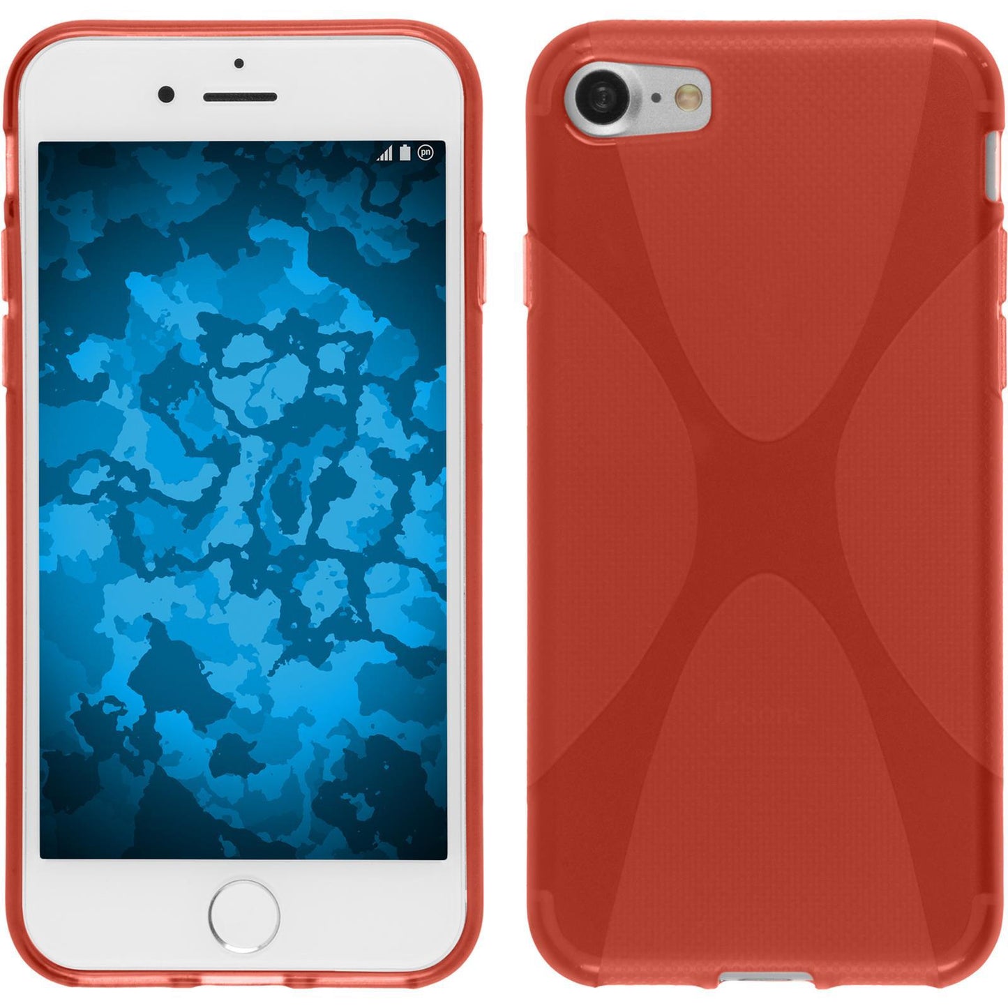 PhoneNatic Case kompatibel mit Apple iPhone 8 - rot Silikon Hülle X-Style + 2 Schutzfolien