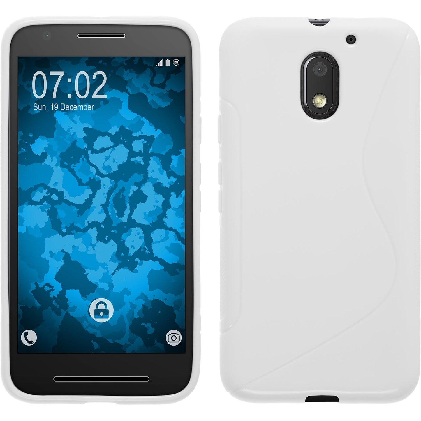 PhoneNatic Case kompatibel mit Lenovo Moto E3 - weifl Silikon Hülle S-Style + 2 Schutzfolien