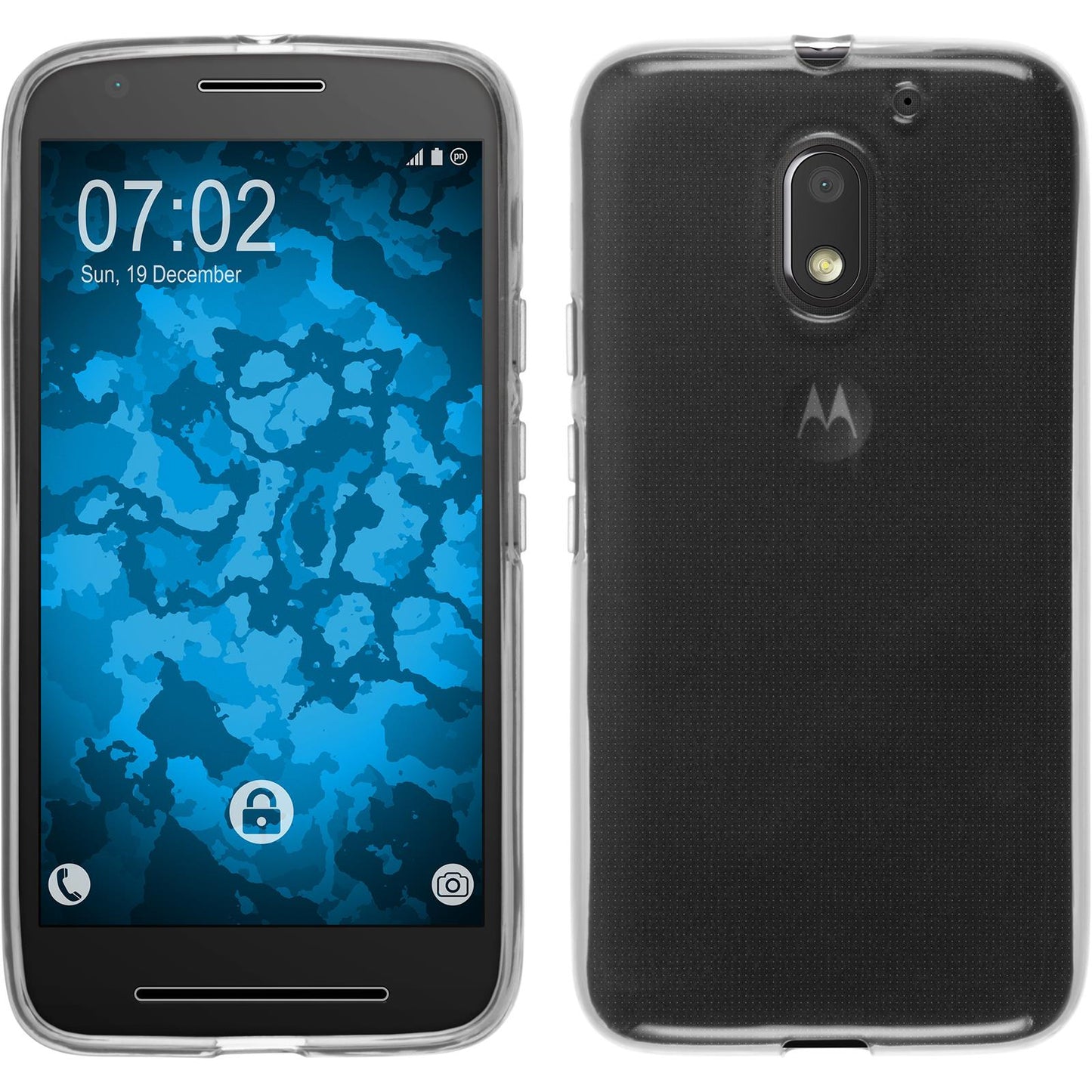 PhoneNatic Case kompatibel mit Lenovo Moto E3 - Crystal Clear Silikon Hülle transparent + 2 Schutzfolien