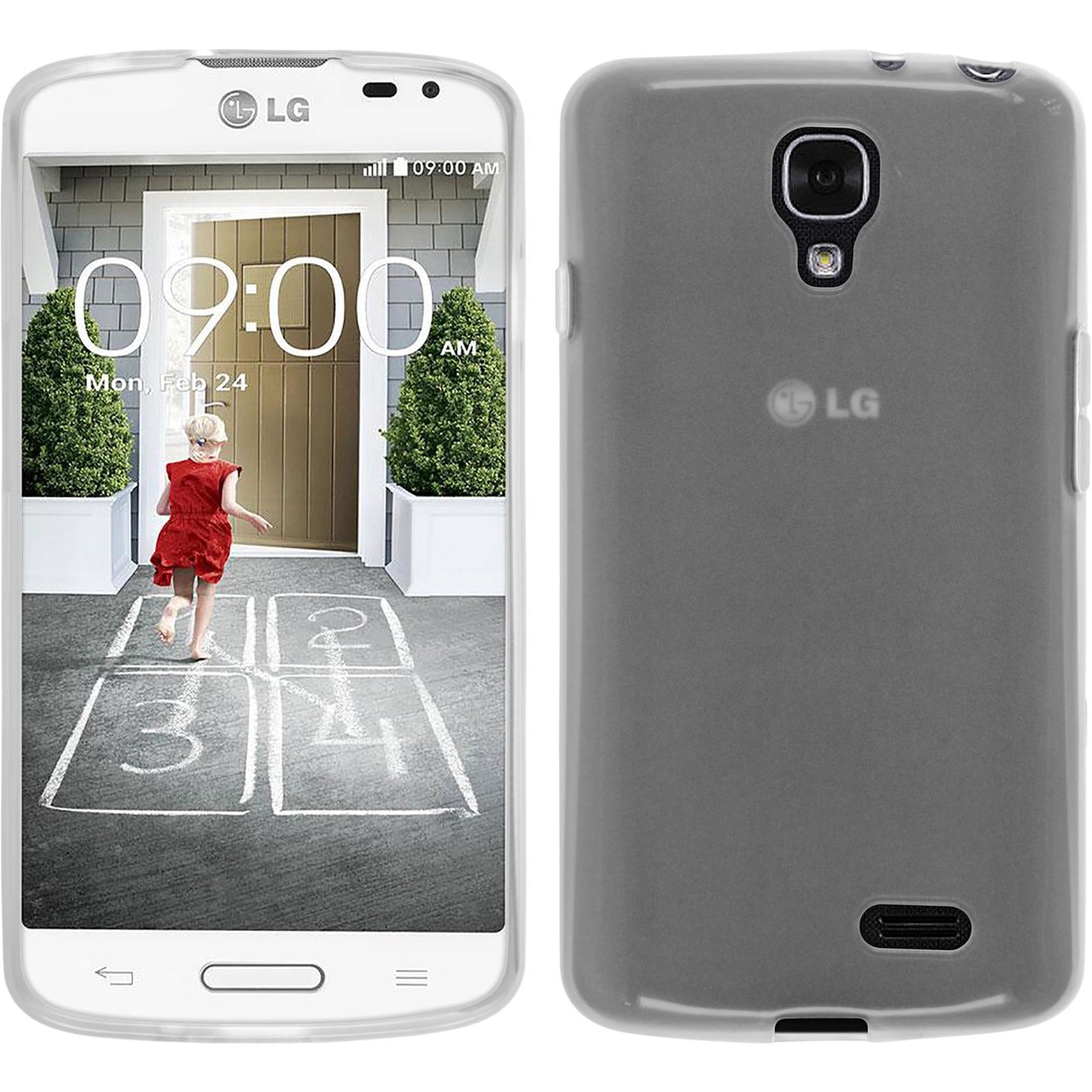 PhoneNatic Case kompatibel mit LG F70 - weifl Silikon Hülle transparent + 2 Schutzfolien