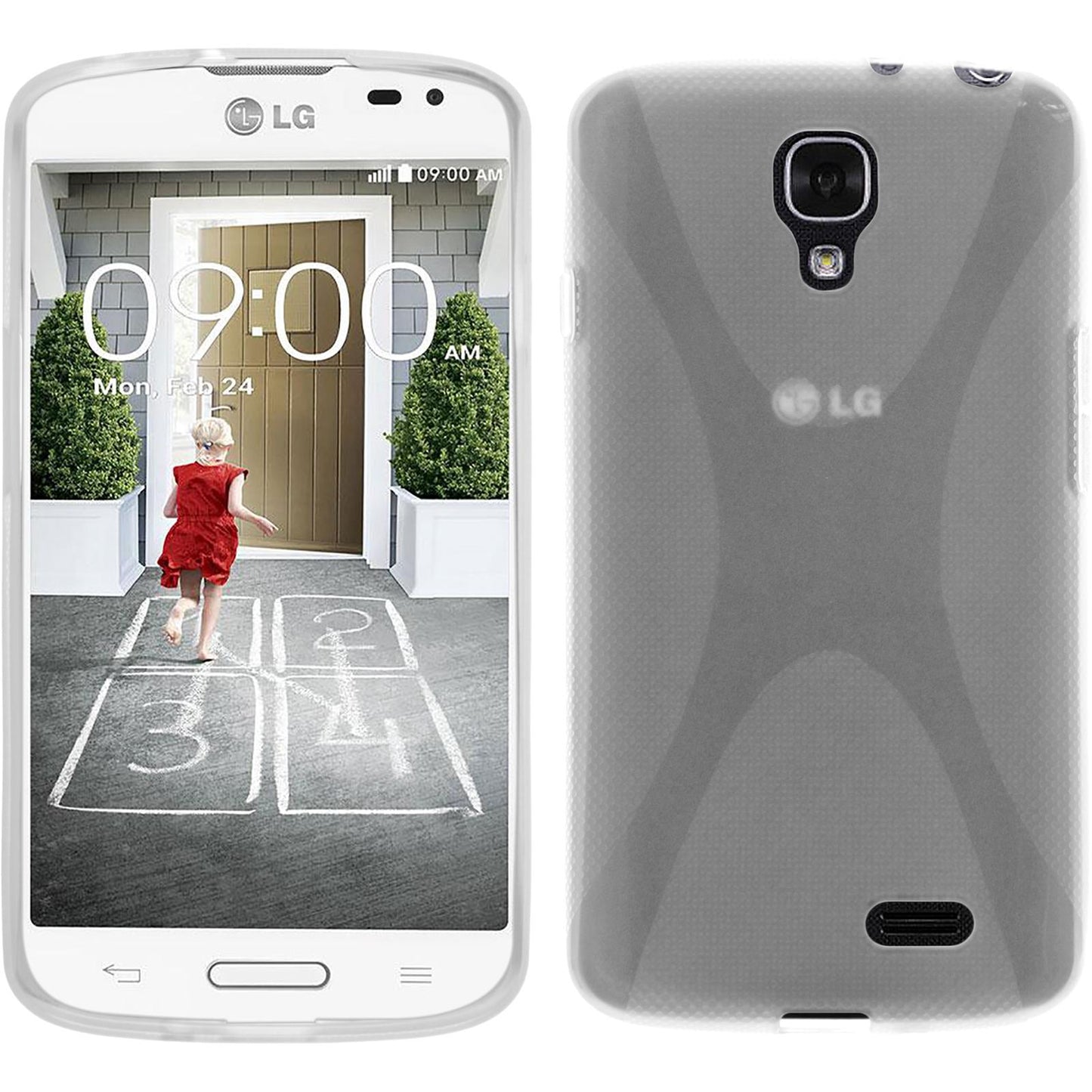 PhoneNatic Case kompatibel mit LG F70 - clear Silikon Hülle X-Style + 2 Schutzfolien