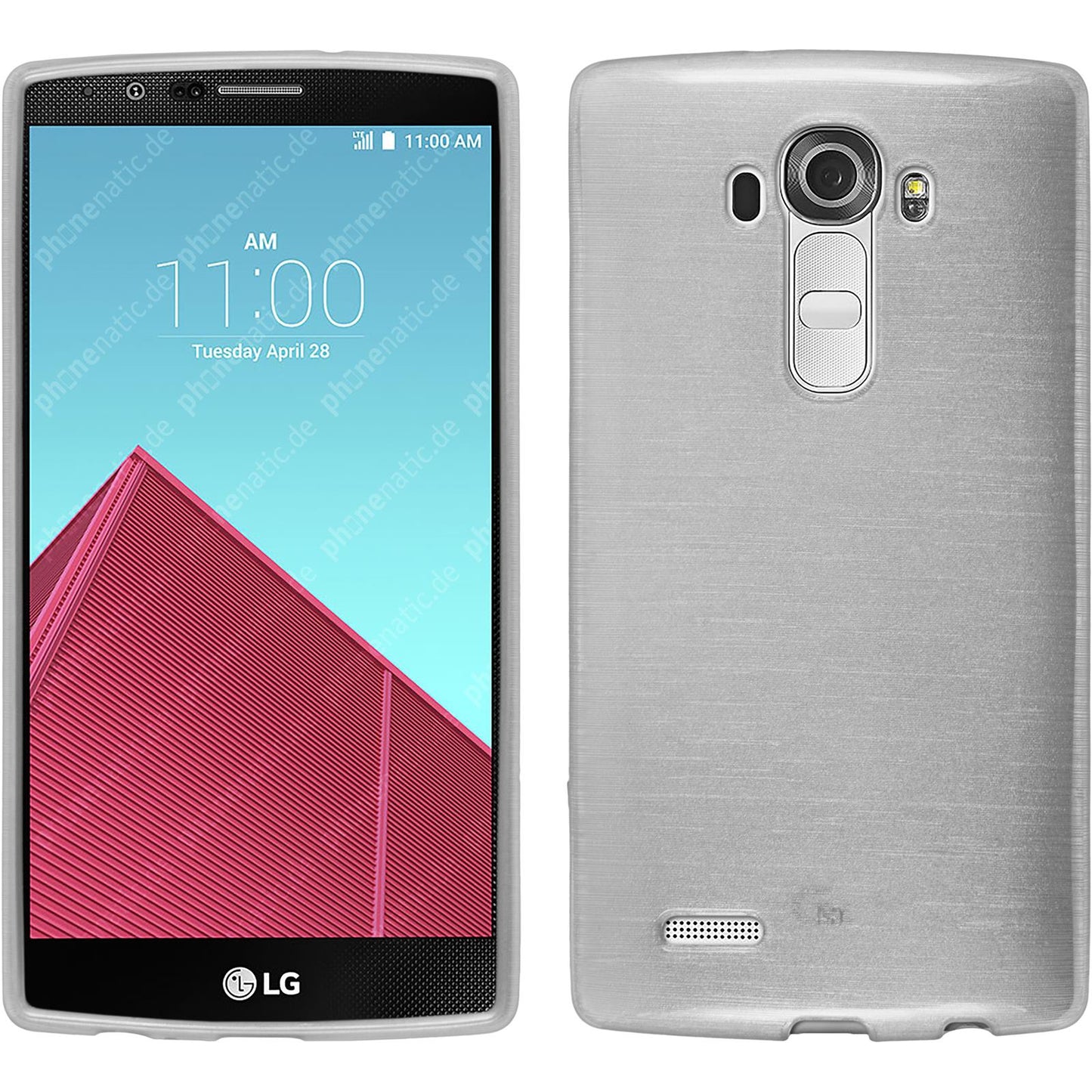 PhoneNatic Case kompatibel mit LG G4 - weifl Silikon Hülle brushed + 2 Schutzfolien