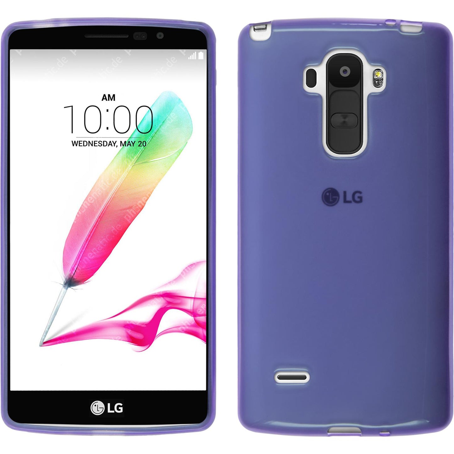 PhoneNatic Case kompatibel mit LG G4 Stylus - lila Silikon Hülle transparent + 2 Schutzfolien