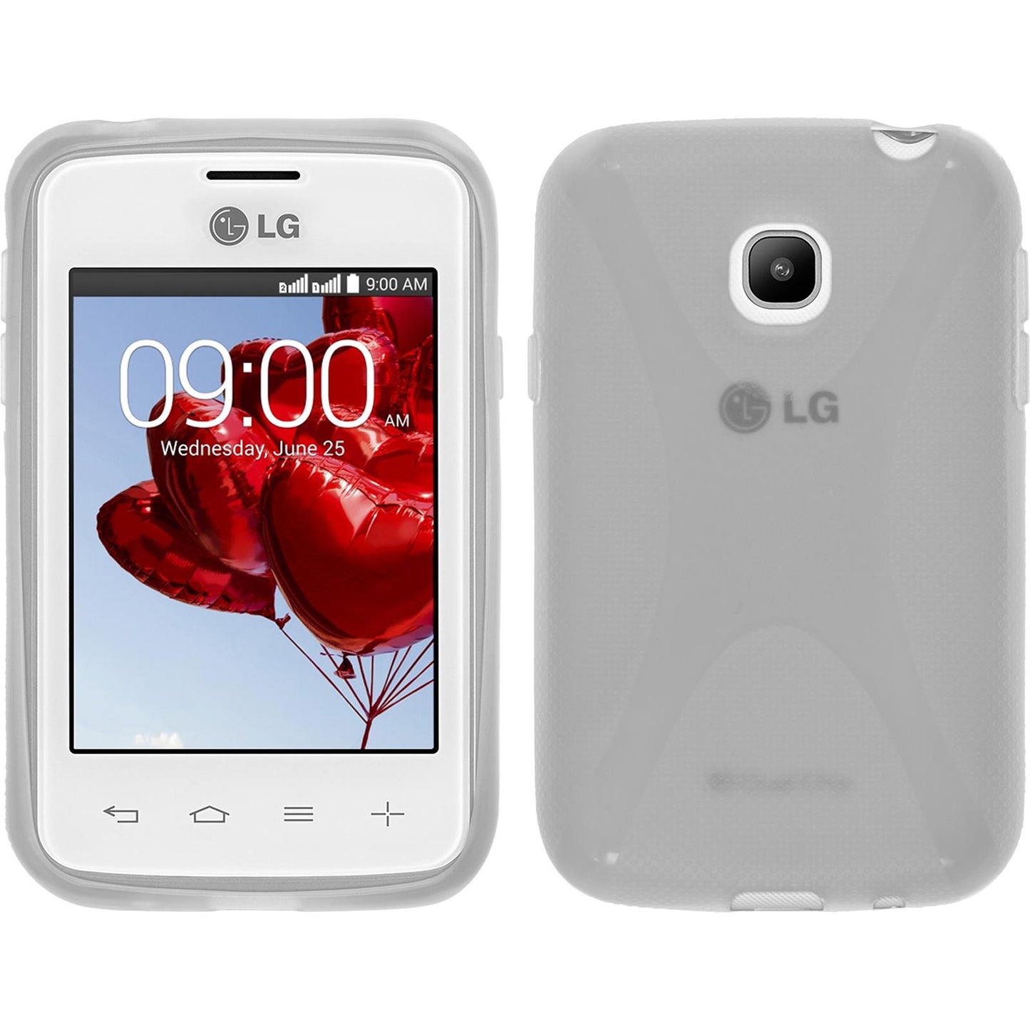 PhoneNatic Case kompatibel mit LG L20 - clear Silikon Hülle X-Style + 2 Schutzfolien