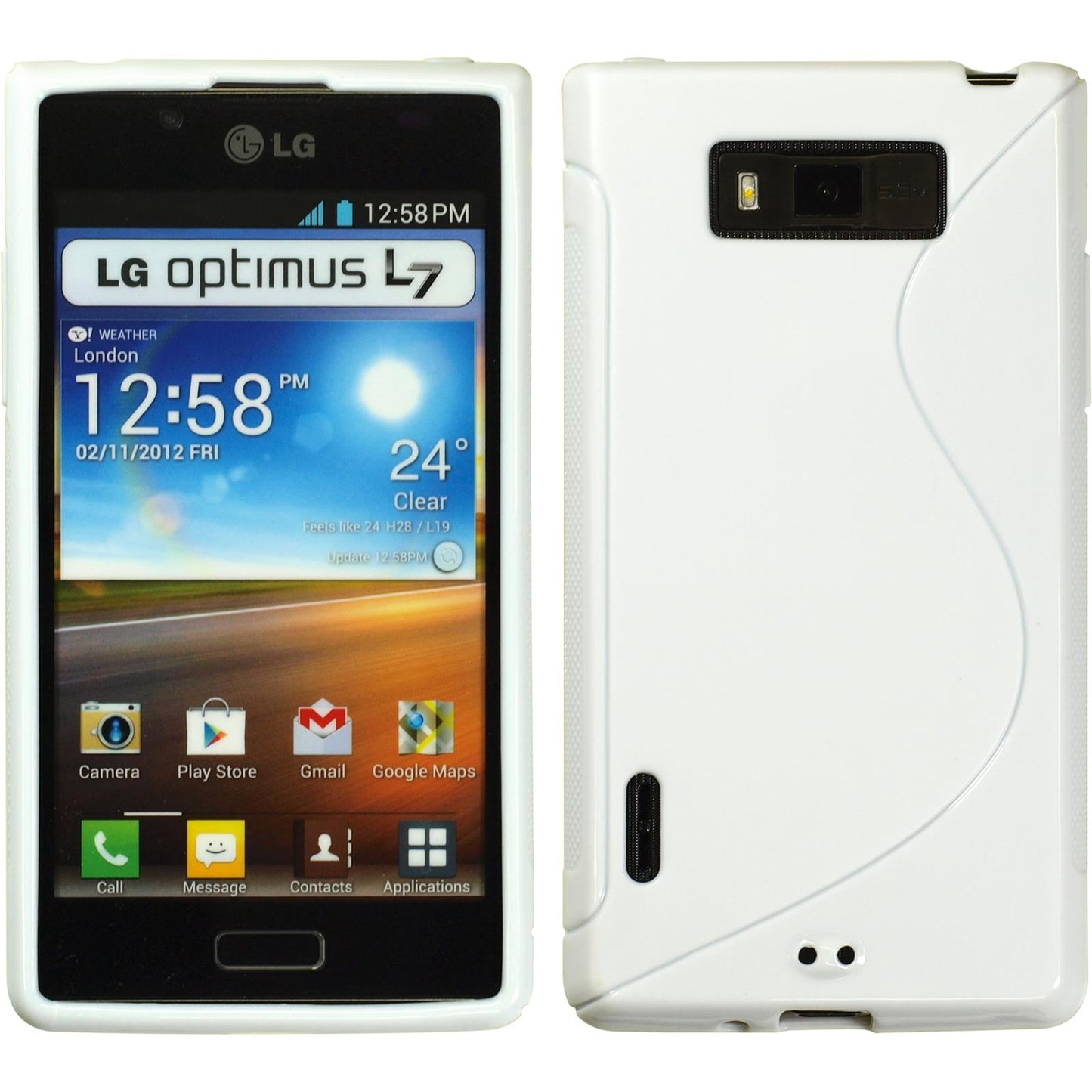 PhoneNatic Case kompatibel mit LG Optimus L7 - weifl Silikon Hülle S-Style + 2 Schutzfolien