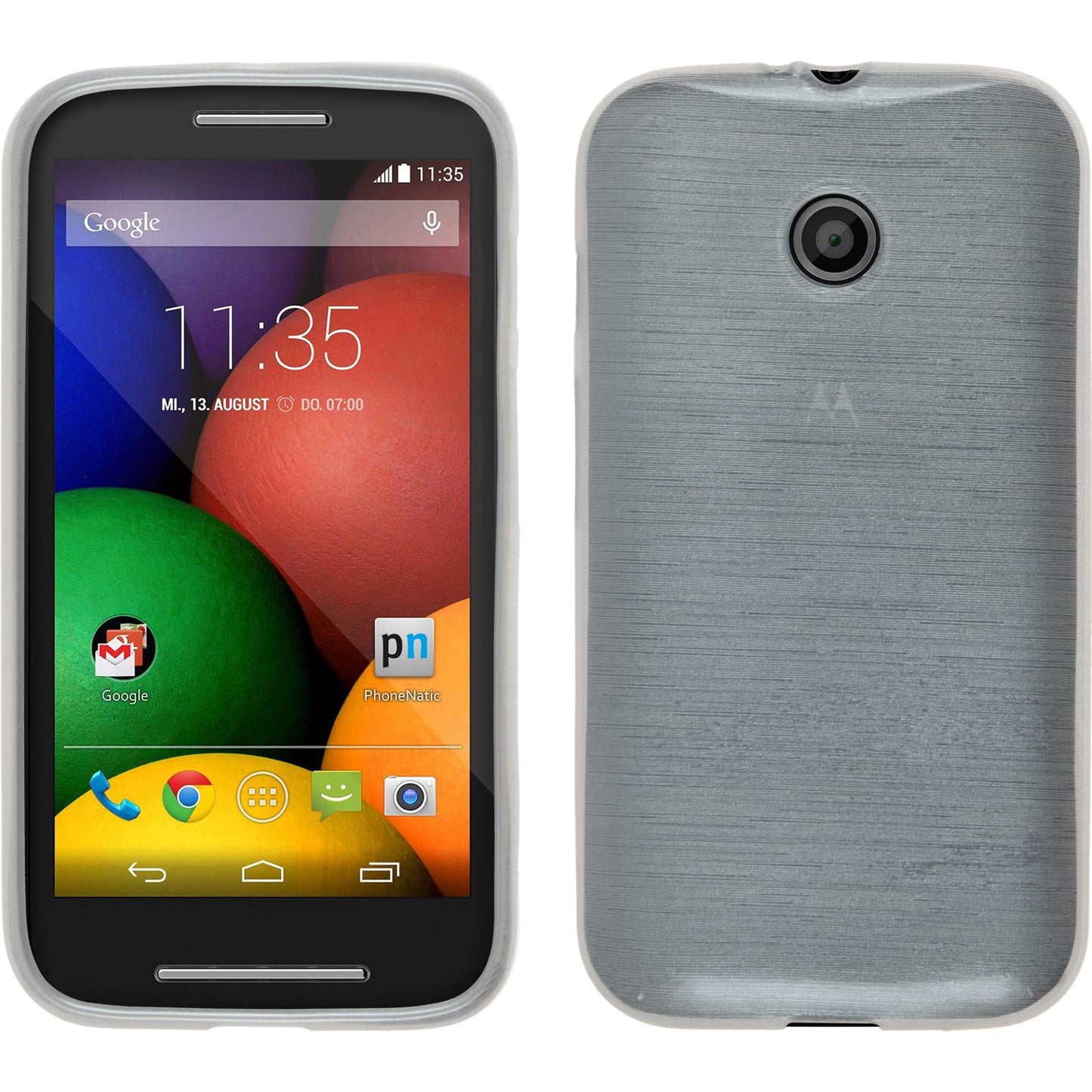 PhoneNatic Case kompatibel mit Motorola Moto E - weifl Silikon Hülle brushed + 2 Schutzfolien
